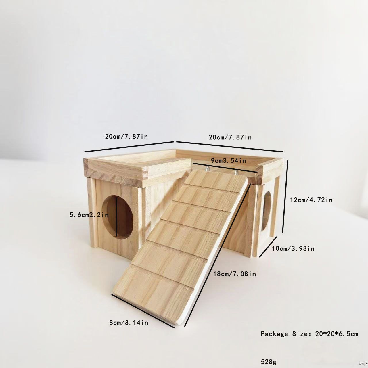 Wooden Hamster Hideout Hamster Wood House with Ladder Hides Platform Decor Detachable Small Animals Cage Accessories for Rat Gerbils and Other Small Pets - Image 5