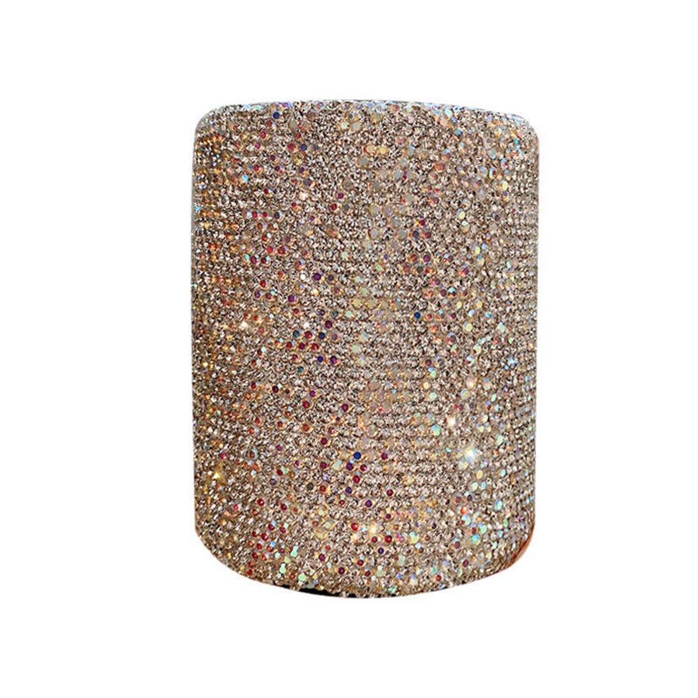 crystal Pencil Pen Pot Holder Box Bling Rhinestone Pen organizer Holder Cosmetic Pen Container Luxury diamond studded multi-purpose storage small round bucket - Image 1