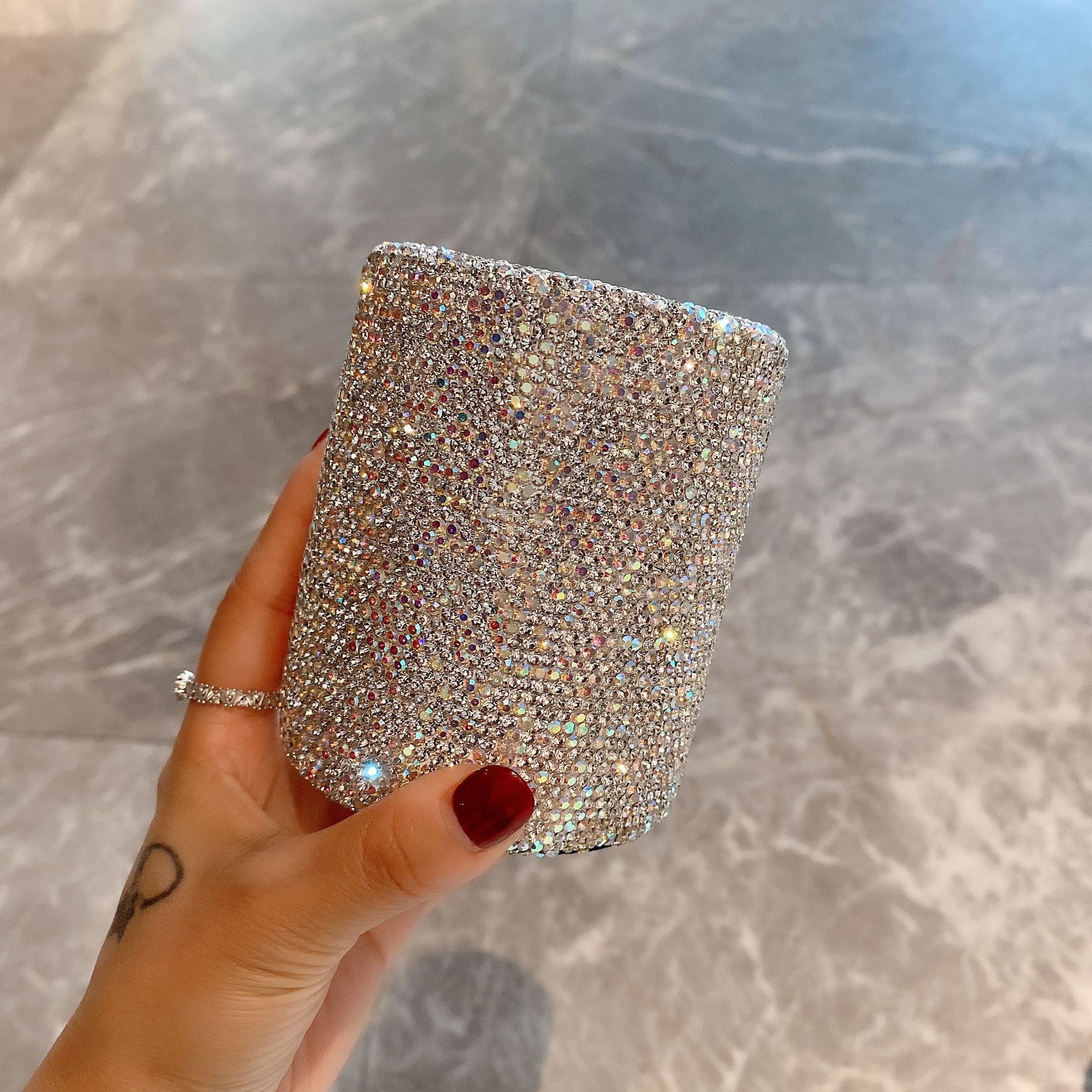 crystal Pencil Pen Pot Holder Box Bling Rhinestone Pen organizer Holder Cosmetic Pen Container Luxury diamond studded multi-purpose storage small round bucket - Image 2