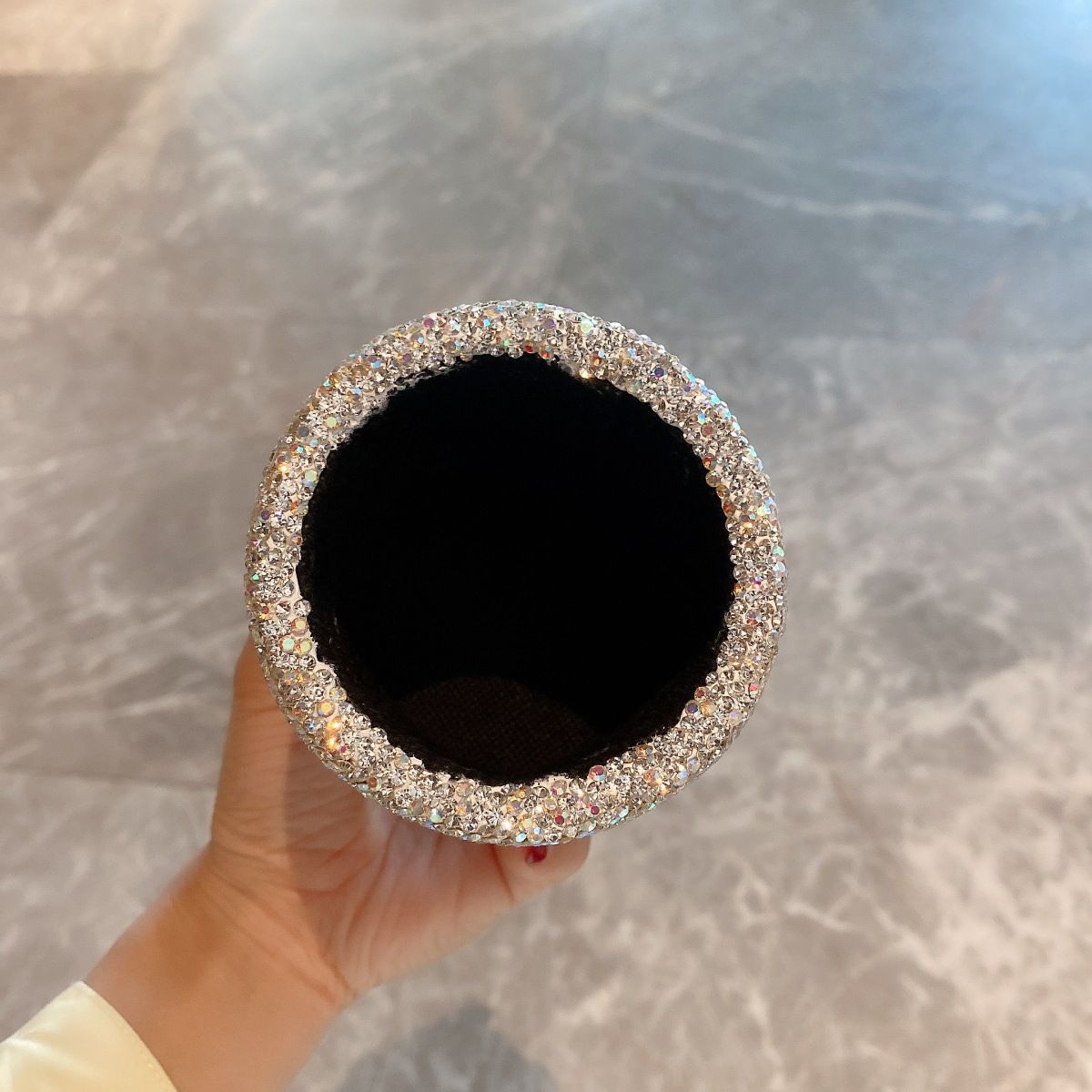 crystal Pencil Pen Pot Holder Box Bling Rhinestone Pen organizer Holder Cosmetic Pen Container Luxury diamond studded multi-purpose storage small round bucket - Image 5