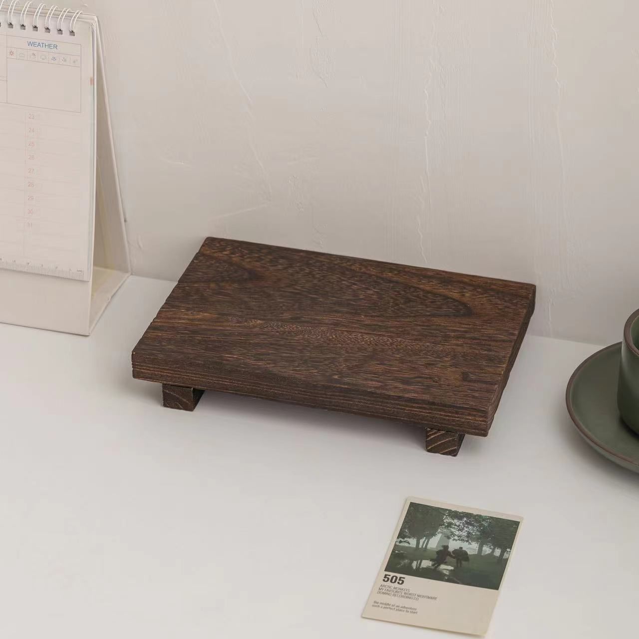 Wooden square storage rack desktop figurine display storage rack display board desktop photography decoration storage board（dark brown） - Image 2