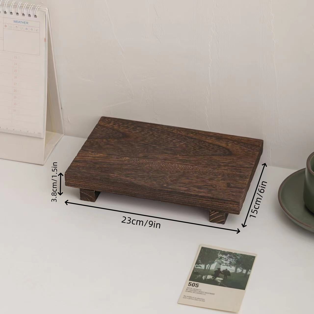 Wooden square storage rack desktop figurine display storage rack display board desktop photography decoration storage board（dark brown） - Image 5