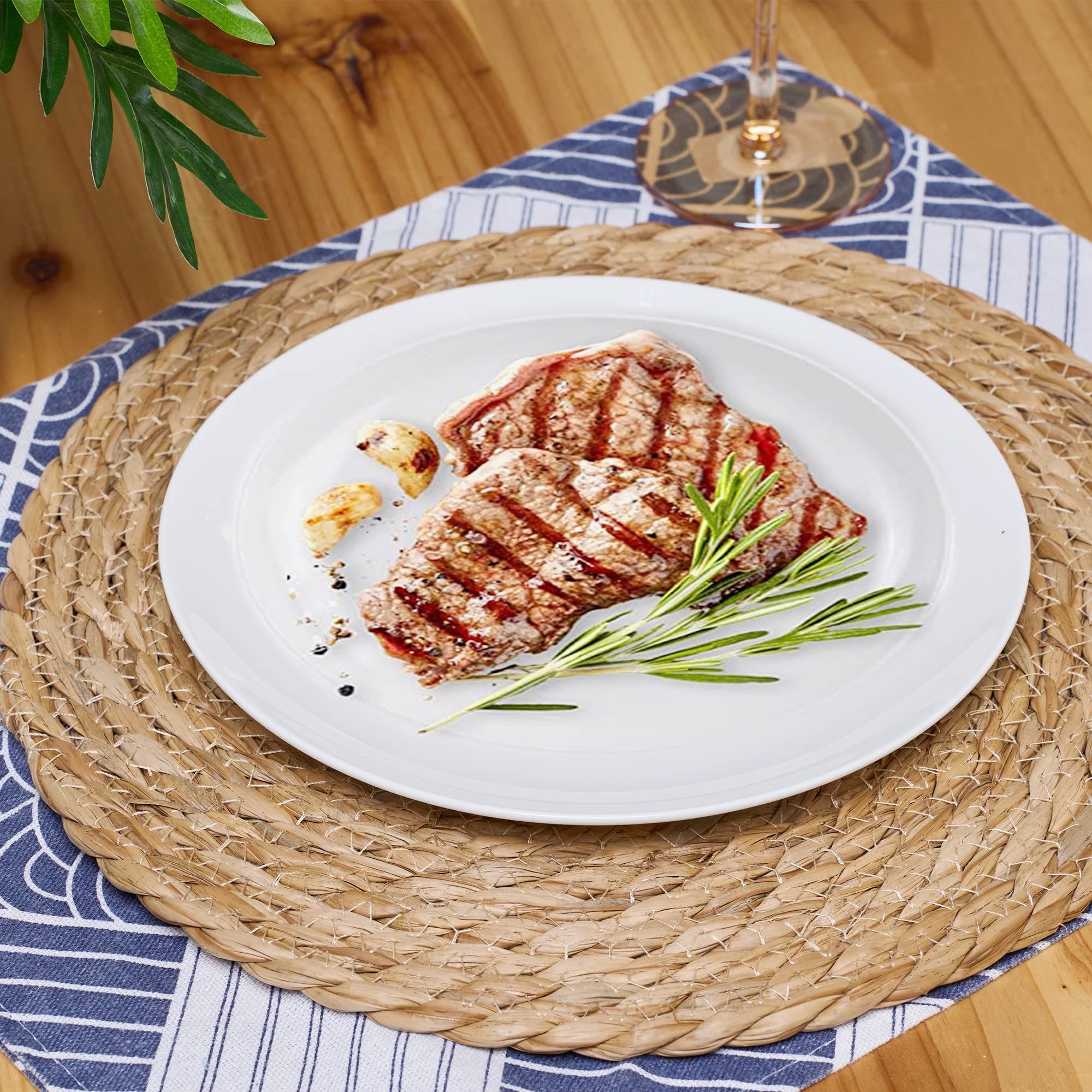 6pcs 11cm  Round Rattan Placemats,Natural Hand-Woven Water Hyacinth Placemats,Farmhouse Weave Place Mats - Image 3