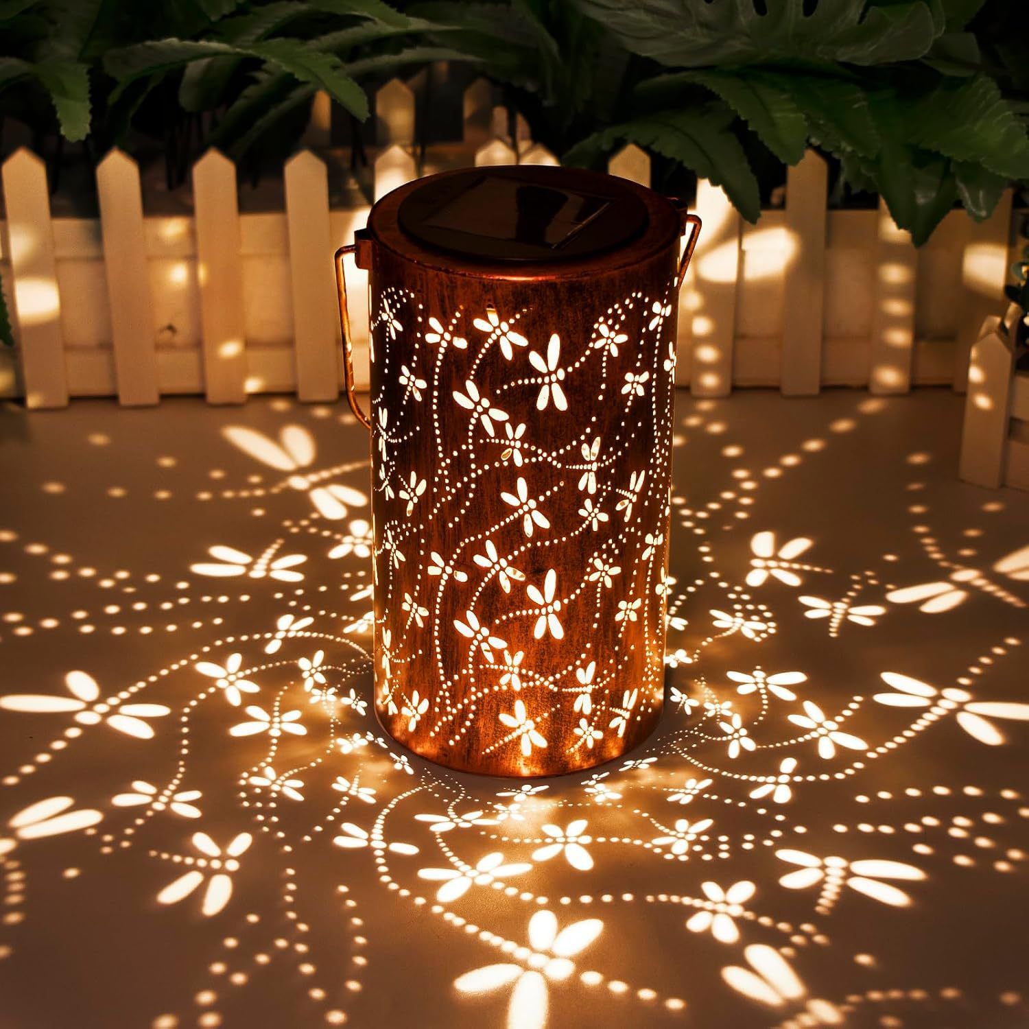 Birthday Gifts for Women Mom Grandma Ladies Solar Lanterns Outdoor Hanging Dragonfly Hollowed-Out Metal Waterproof LED Garden Decor Outside for Patio Yard Porch - Image 1