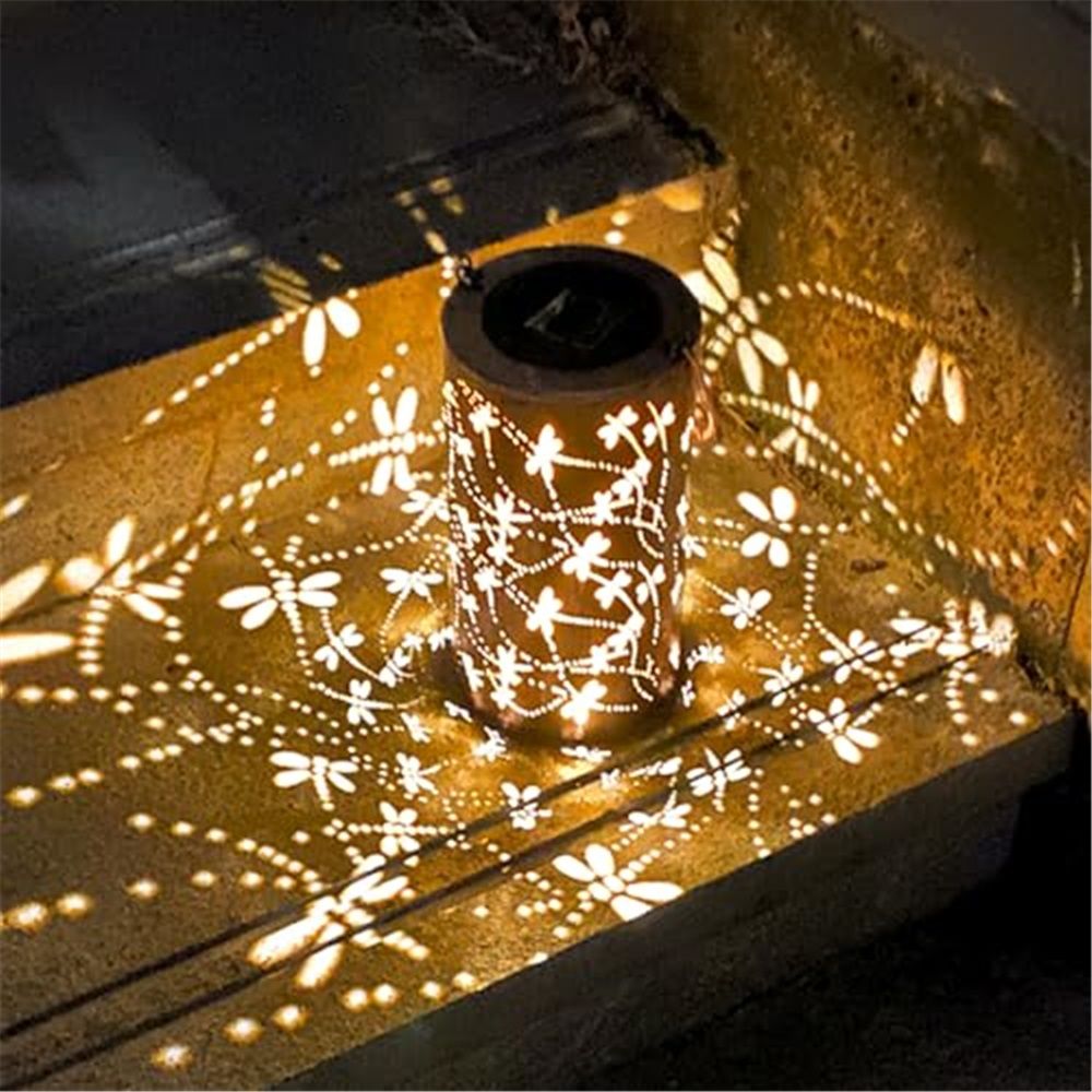 Birthday Gifts for Women Mom Grandma Ladies Solar Lanterns Outdoor Hanging Dragonfly Hollowed-Out Metal Waterproof LED Garden Decor Outside for Patio Yard Porch - Image 2