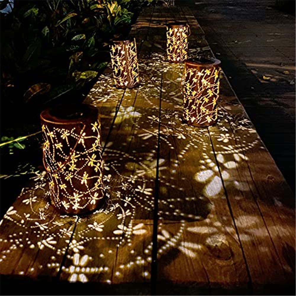 Birthday Gifts for Women Mom Grandma Ladies Solar Lanterns Outdoor Hanging Dragonfly Hollowed-Out Metal Waterproof LED Garden Decor Outside for Patio Yard Porch - Image 3