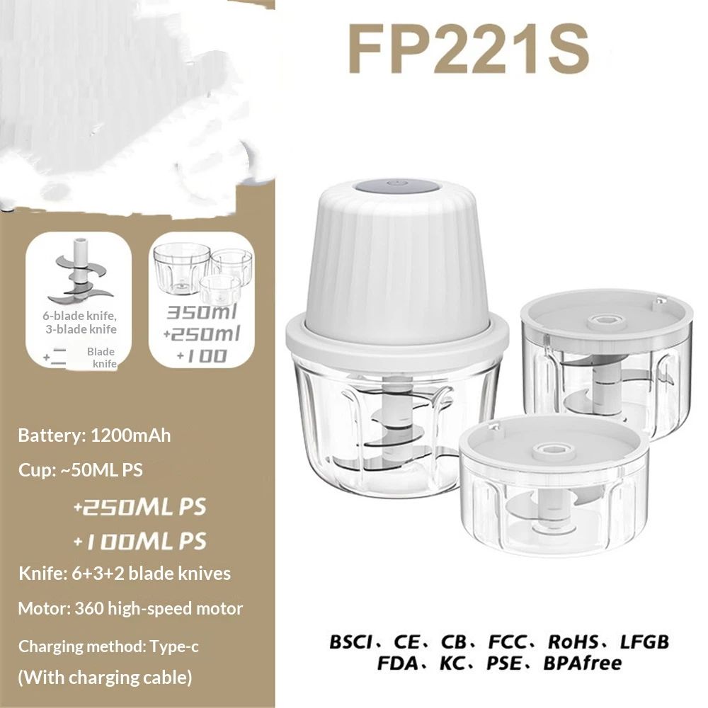 Mini Food Processor Cordless Set with Multiple 3*(350ml+250ml+100ml) Bowls＆ 6+3+2 Blades, Small Garlic Chopper Mincer, USB Rechargeable Battery Vegetable Chopper,Wireless Electric Meat Blender Grinder - Image 1