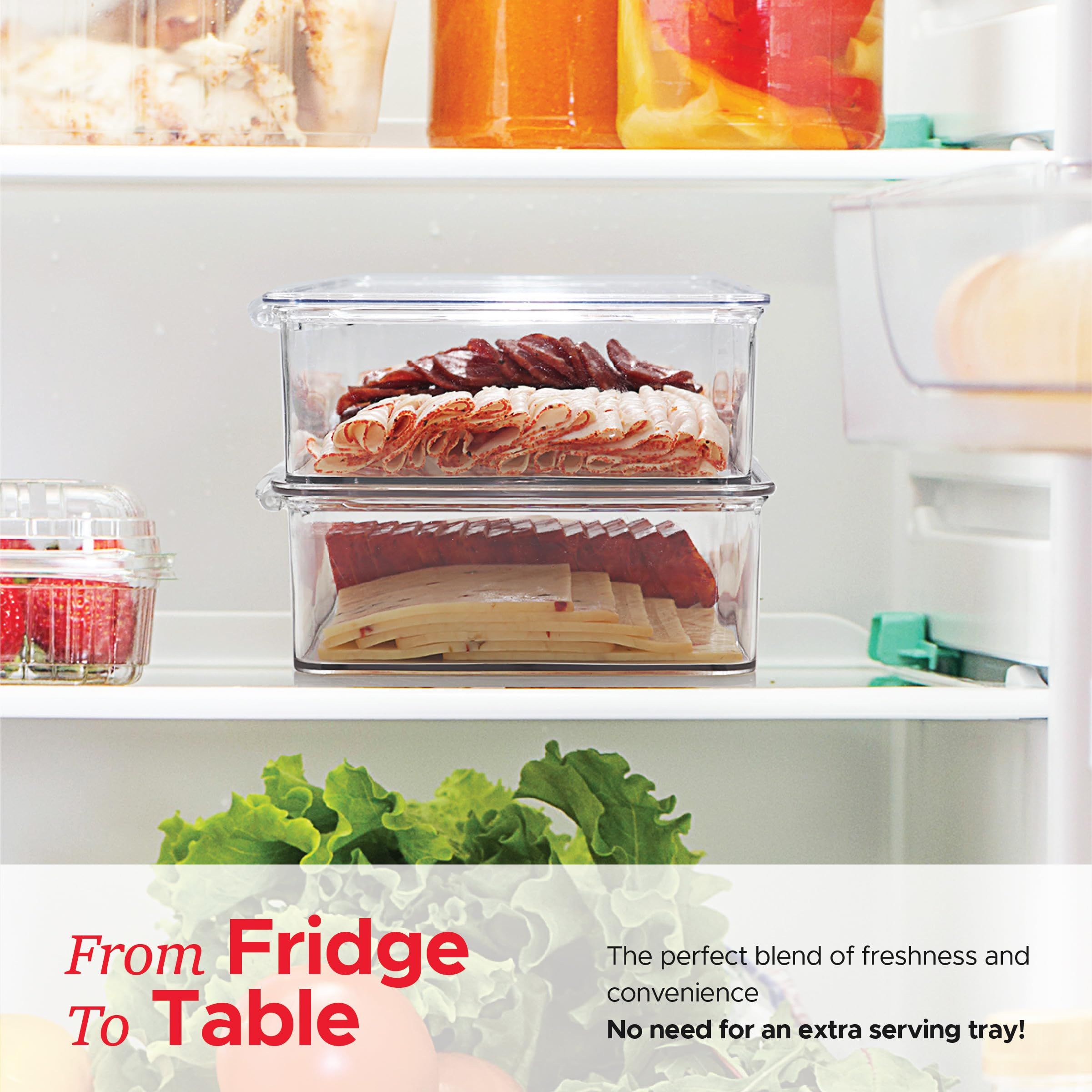Bacon Container For Refrigerator (2 Pack) Fridge Storage Organizer | Cheese & Deli Storage Container | Bacon Keeper | Cold Cuts Meat Saver | Cheese Holder, BPA Free - Image 4