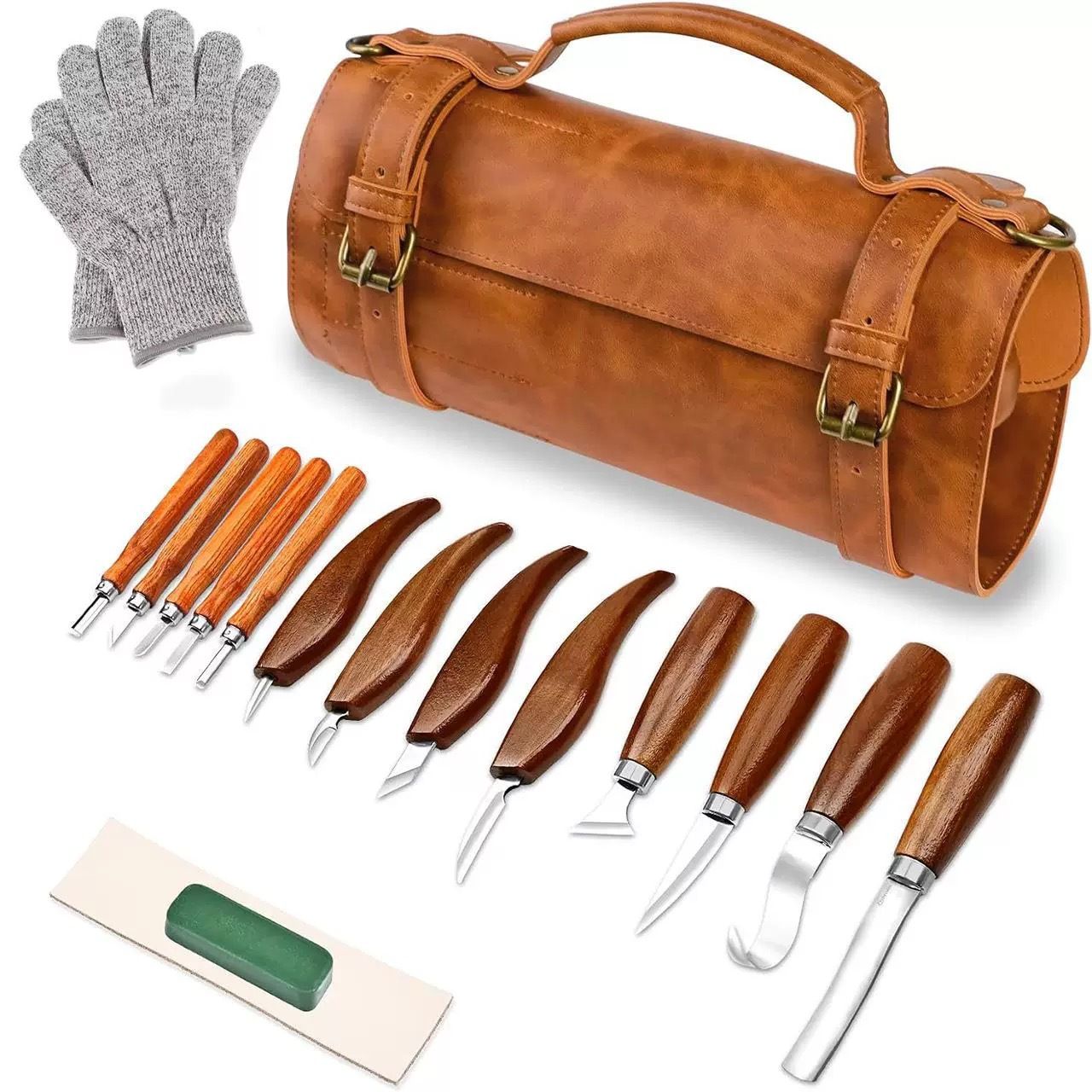 Wood Carving Kit Deluxe Hand Carving Tool Set, 16 Wood  Kit High-Carbon Steel, Wood Art Tools 8  Knives & 5 Detail Carving Knives for Beginner &Professional Christmas Gift - Image 1
