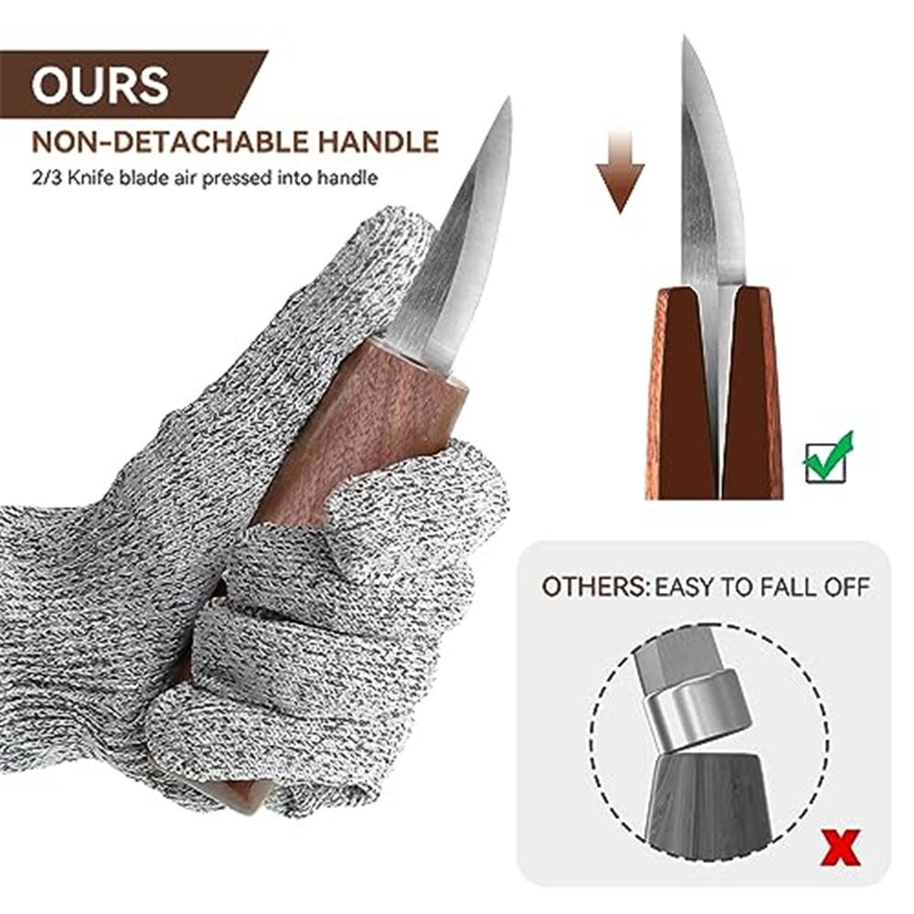 Wood Carving Kit Deluxe Hand Carving Tool Set, 16 Wood  Kit High-Carbon Steel, Wood Art Tools 8  Knives & 5 Detail Carving Knives for Beginner &Professional Christmas Gift - Image 4