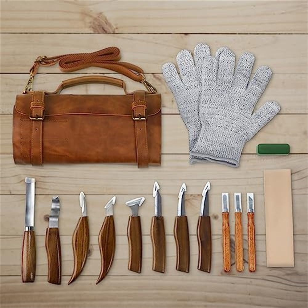 Wood Carving Kit Deluxe Hand Carving Tool Set, 16 Wood  Kit High-Carbon Steel, Wood Art Tools 8  Knives & 5 Detail Carving Knives for Beginner &Professional Christmas Gift - Image 5