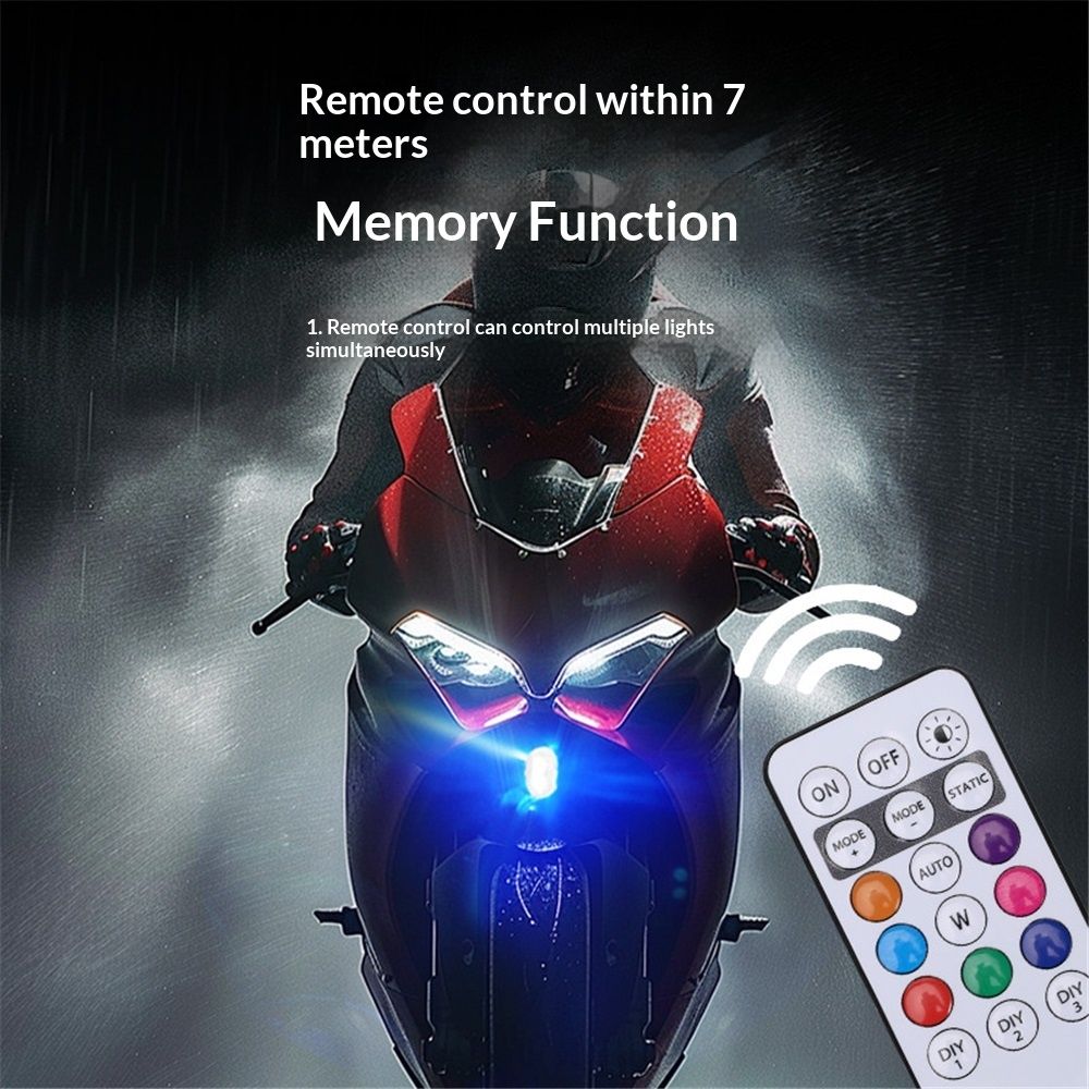 8PCS Wireless LED Lights for Car with Remote Control, Halloween Wireless LED Strobe Lights 7 Colors USB Anti-Collision Warning Light for Car Interior Truck Drone Aircraft Bike - Image 5