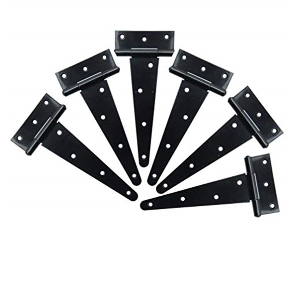 Heavy Duty T Hinge Tee T Strap Shed Gate Barn Fence Door Hinge Wrought Rustproof All Size Black (6 pcs, 8 inch) - Image 1