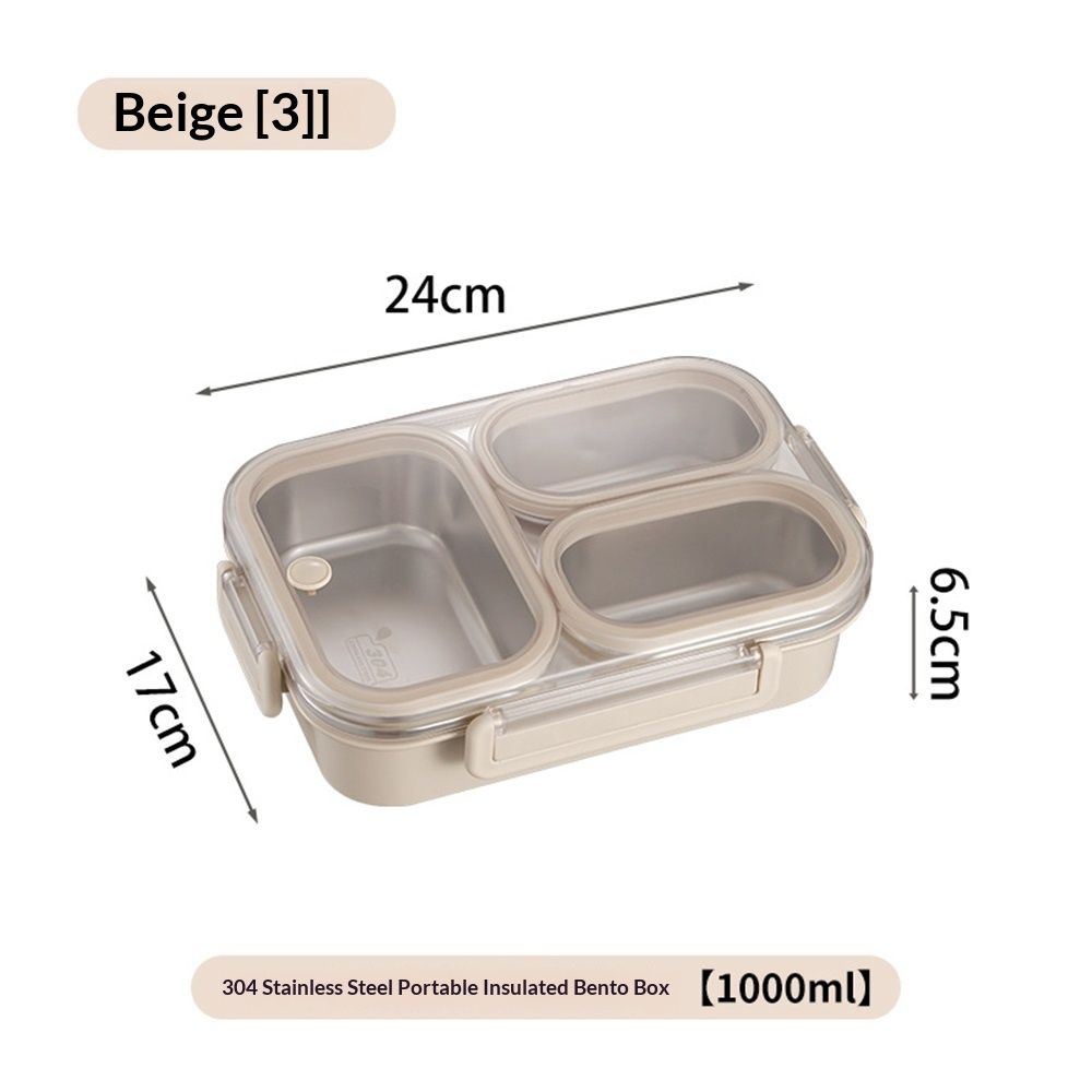 Stainless Steel Lunch Box, 3 Compartments Metal Bento Box for Kids Adults, Leak-Proof Lunch Box for School Office, Dishwasher Safe, BPA-Free - Image 1