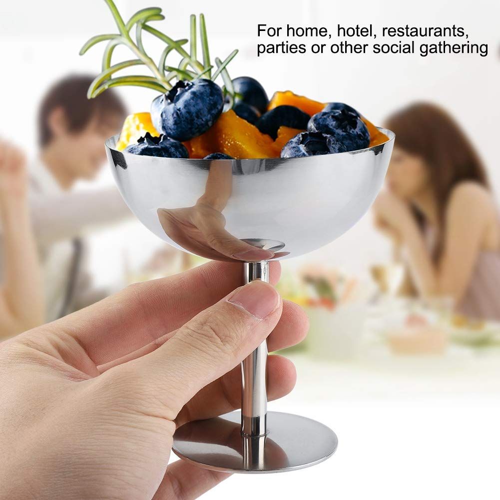 Ice Cream Cup, 4Pcs Stainless Steel Serving Dessert Bowls Cups Sauce Bowls Mini Round Footed Yogurt Snack Candy Cups for Salad Fruit Pudding Christmas Party - Image 5
