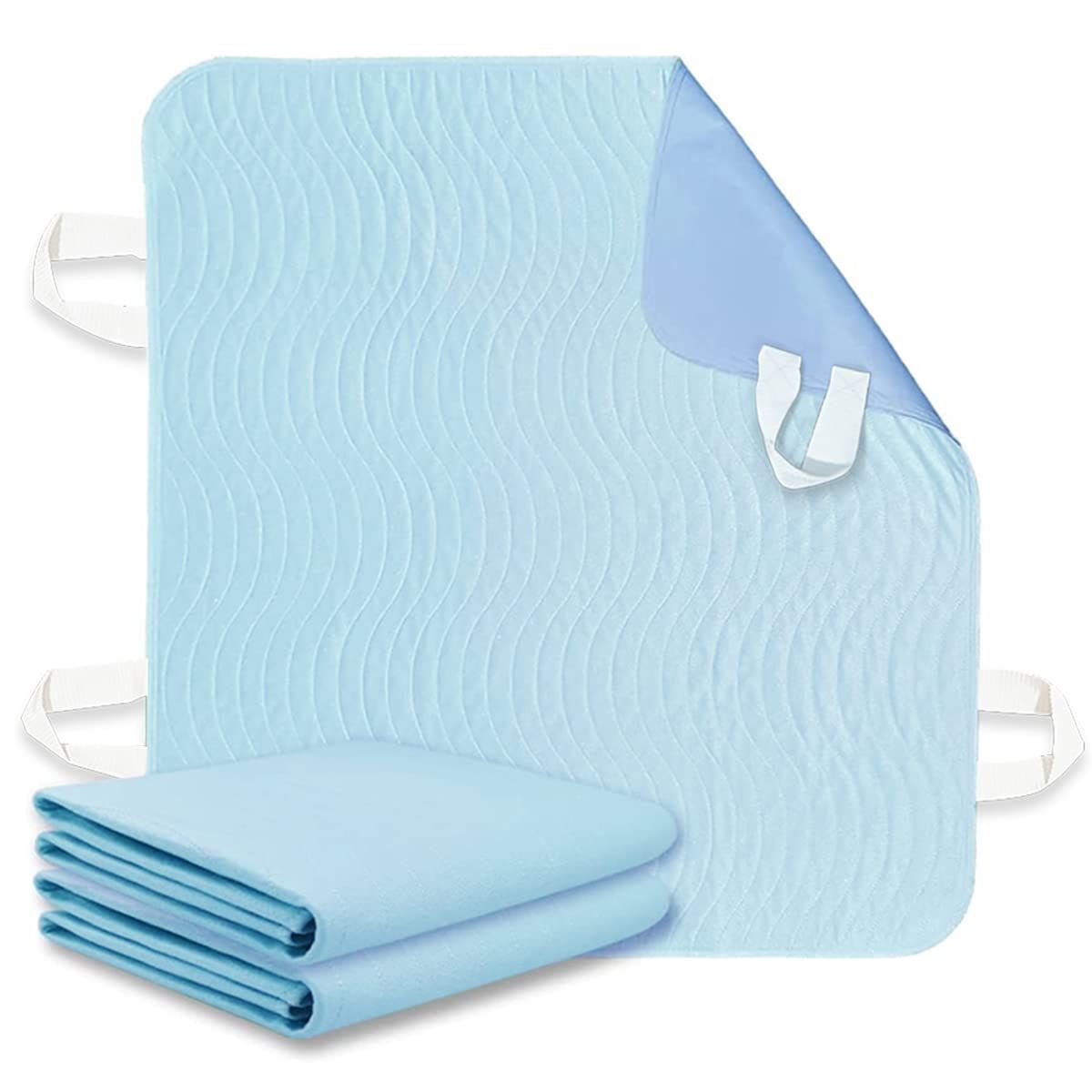 2 Pack Bed Pads for Incontinence Positioning Bed Pad with Handles for Lift and Transfer Reusable Waterproof Bed Pads Washable Incontinence Bed Pads for Elderly Hospital Home Care 36” × 34” - Image 1