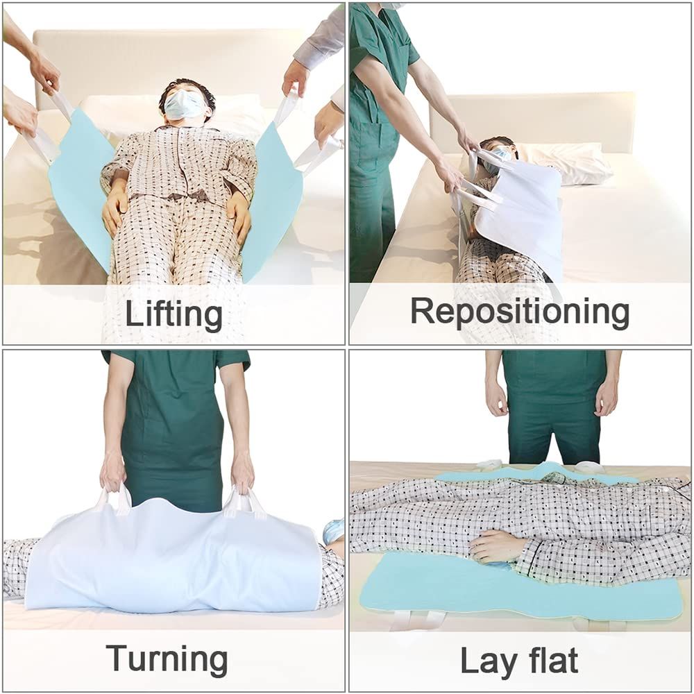 2 Pack Bed Pads for Incontinence Positioning Bed Pad with Handles for Lift and Transfer Reusable Waterproof Bed Pads Washable Incontinence Bed Pads for Elderly Hospital Home Care 36” × 34” - Image 2
