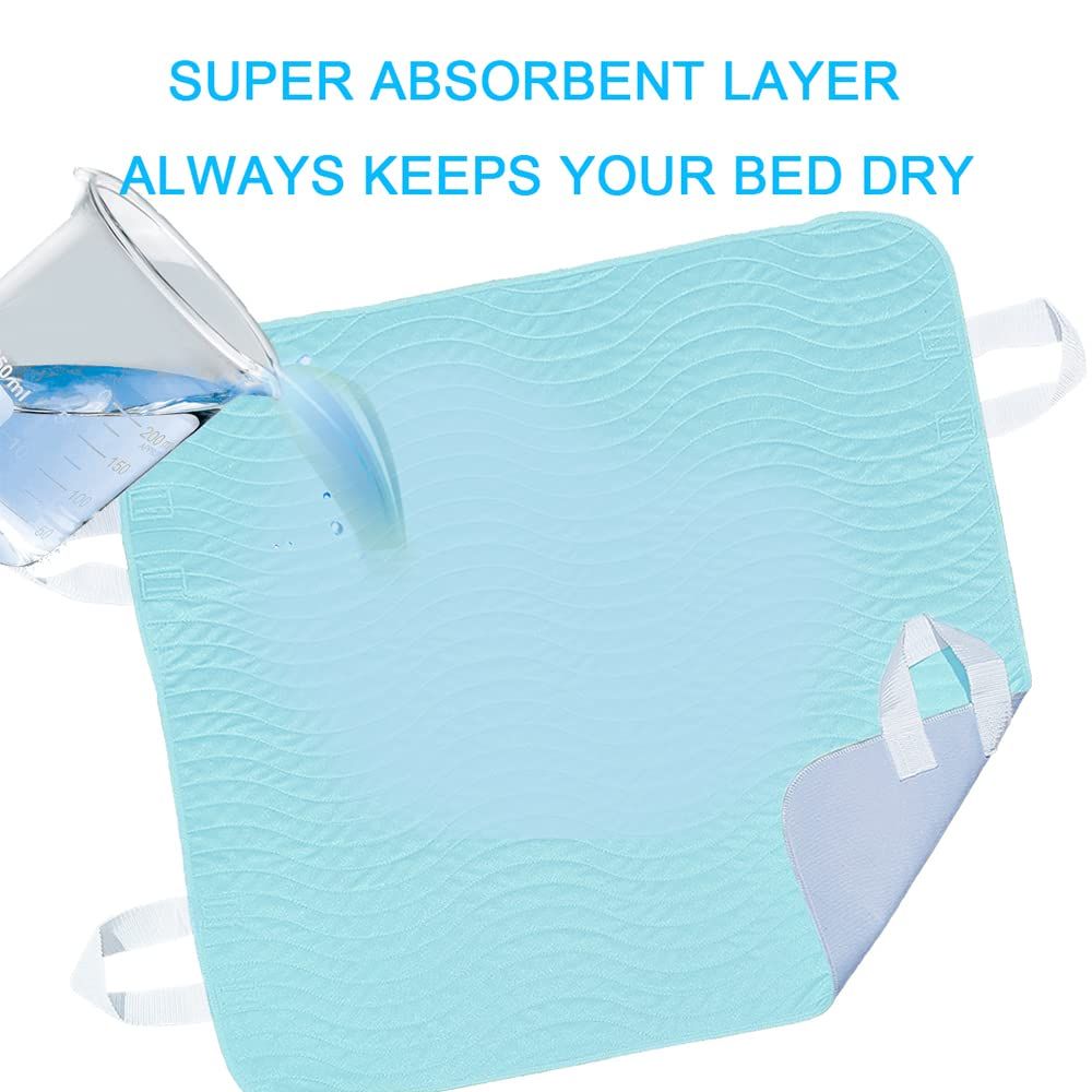 2 Pack Bed Pads for Incontinence Positioning Bed Pad with Handles for Lift and Transfer Reusable Waterproof Bed Pads Washable Incontinence Bed Pads for Elderly Hospital Home Care 36” × 34” - Image 3