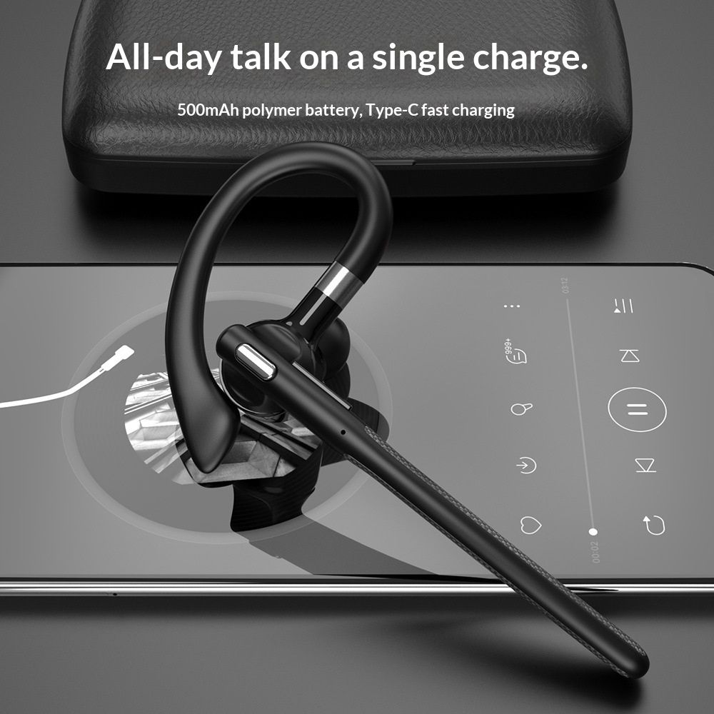 Bluetooth Headset V5.4, Wireless Earpiece with 500mAh Charging Case Hand-Free Headphones Noise Canceling Mic for Office/Driving/Business,Black - Image 3