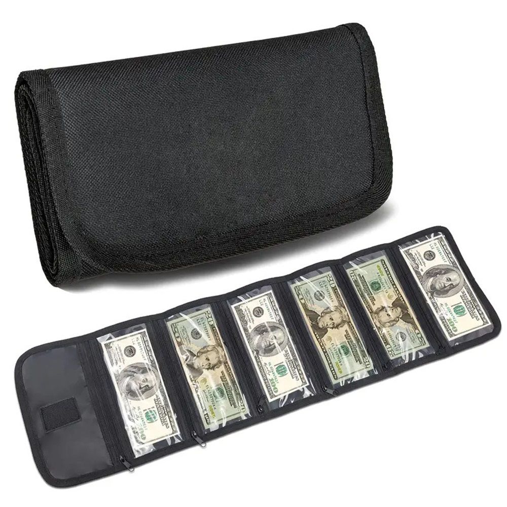 Money Organizer for Cash with 6 Zippered Pocket Multipack Money Pouch, Cash Bill Organizer, Money Bag Small Travel Money Holder for Budgeting, Receipt and Tips - Image 1