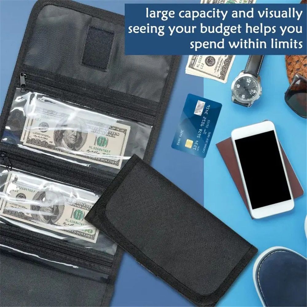 Money Organizer for Cash with 6 Zippered Pocket Multipack Money Pouch, Cash Bill Organizer, Money Bag Small Travel Money Holder for Budgeting, Receipt and Tips - Image 2