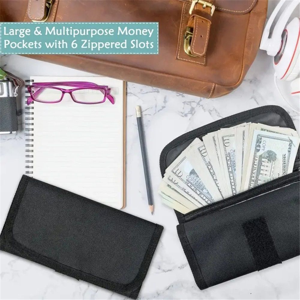 Money Organizer for Cash with 6 Zippered Pocket Multipack Money Pouch, Cash Bill Organizer, Money Bag Small Travel Money Holder for Budgeting, Receipt and Tips - Image 5
