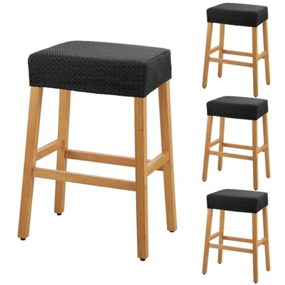 Stool Covers Rectangle - 4 Pack Stretch Waterproof Saddle Seat Cover Counter Bar Stools Bar Chairs Covers Kitchen Island Chairs Cushion Protector - Image 1