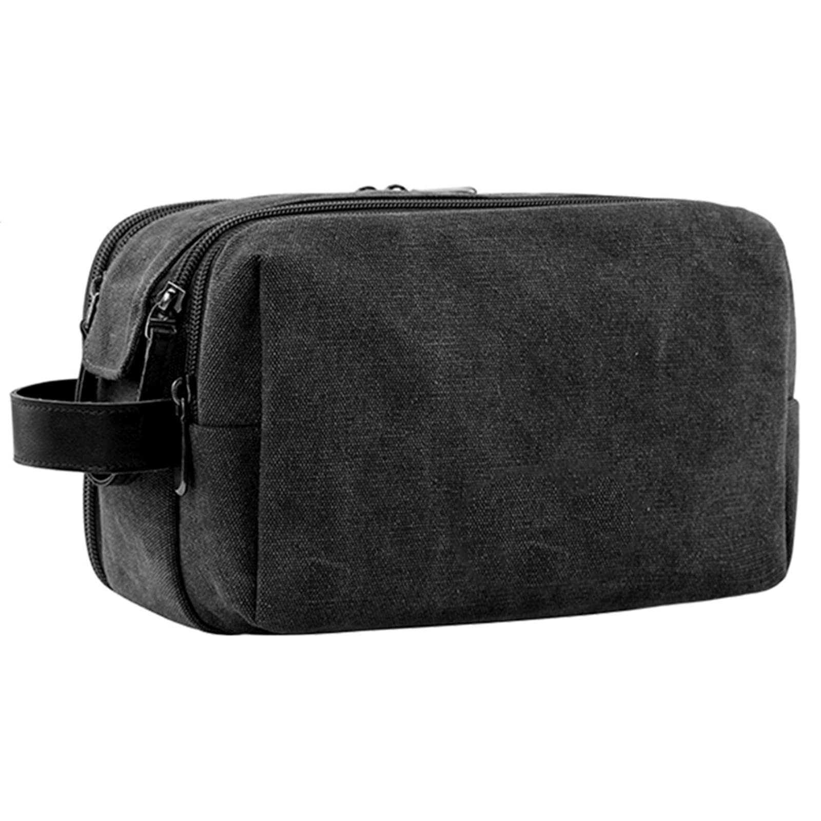 Toiletry Bag for Men, Canvas Travel Toiletry Organizer Dopp Kit Water-resistant Shaving Bag for Toiletries Accessories,black-Medium - Image 1