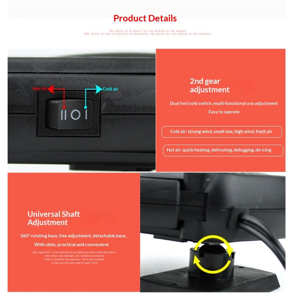 Car Heater 12V 200W Portable Car Heater Defroster Fans, Heating Fast Heating Defrost Defogger with Plug in Cigarette Lighter, Car Heater and Defroster - Image 4