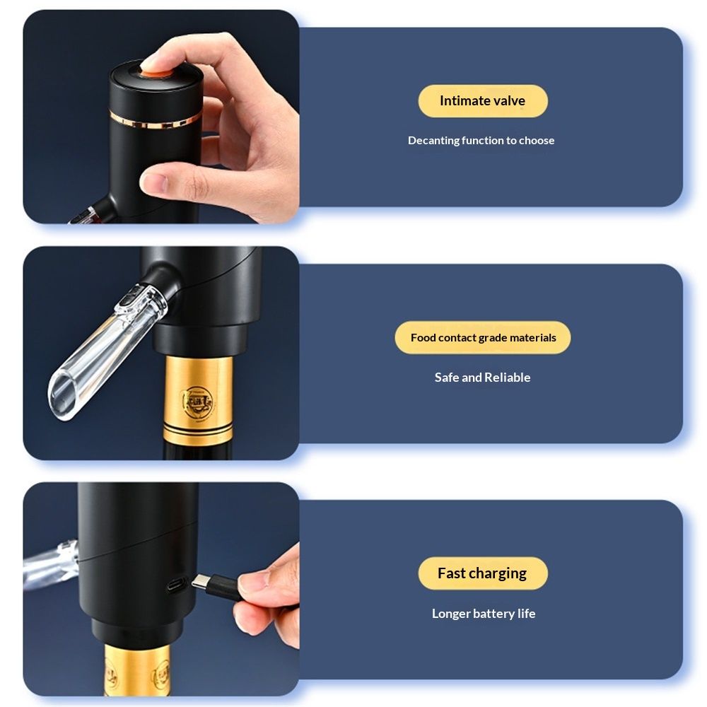3-in-1 Electric Wine Aerator & Decanter Set with Stand Base - Automatic Pump Dispenser, Retractable Tube, and Built-in Pourer, Ideal Gift for Wine Lovers - Image 5