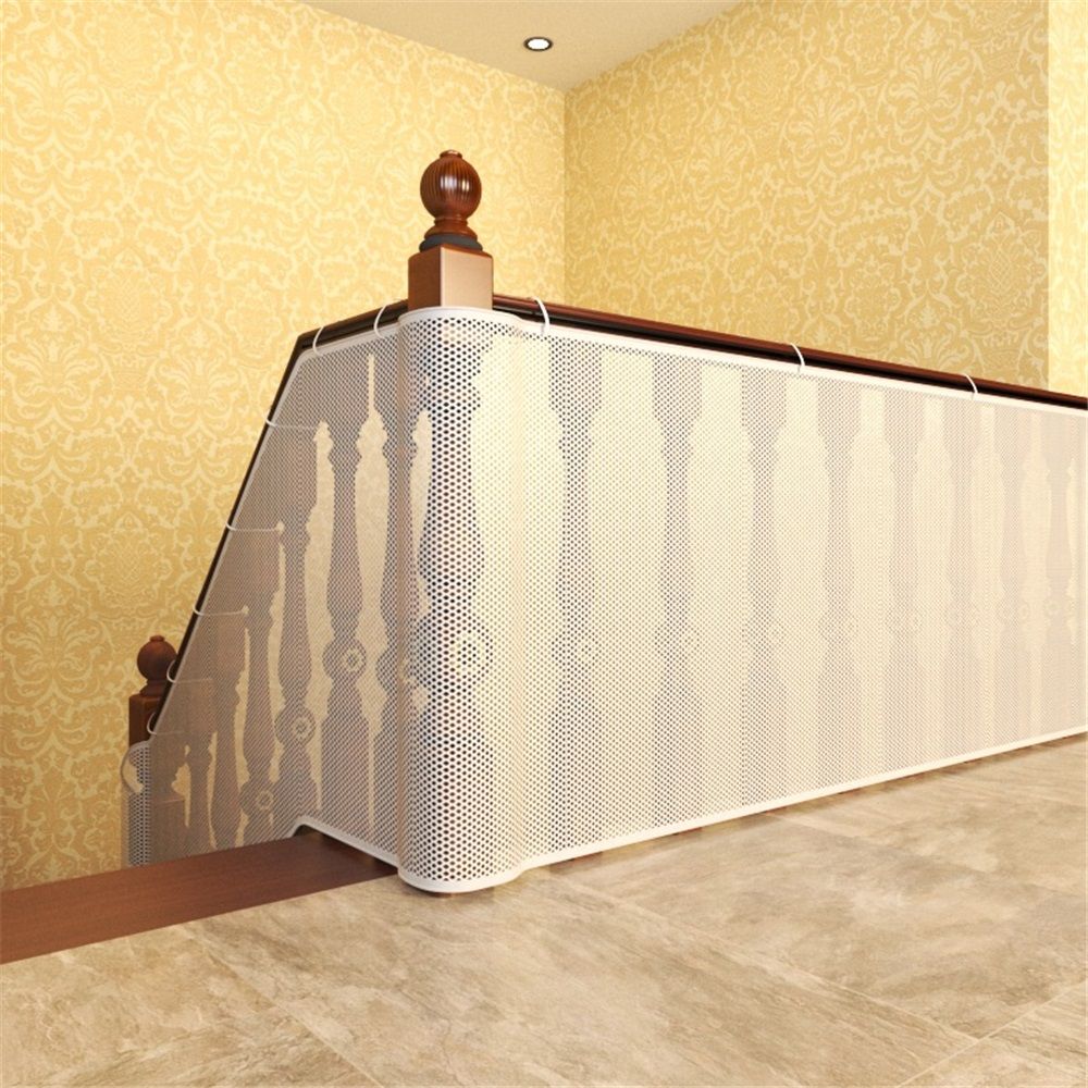 Gate for Stairs, Banister Guard for Kids, Pets, Toys, 2 Set 10 ft x 2.6 ft Mesh Netting Safety Net for Balcony Rail Stair, Stairway Net Safety Products for Indoor & Outdoor (White) - Image 1
