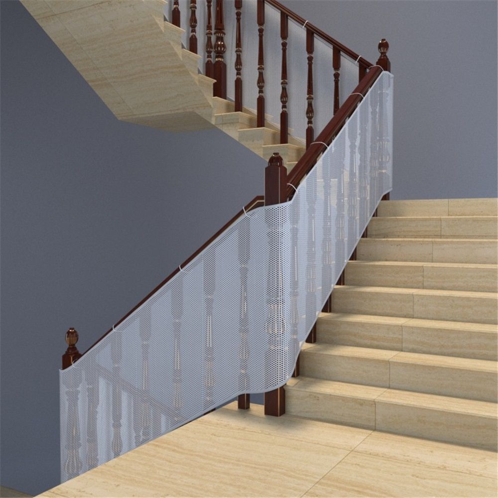 Gate for Stairs, Banister Guard for Kids, Pets, Toys, 2 Set 10 ft x 2.6 ft Mesh Netting Safety Net for Balcony Rail Stair, Stairway Net Safety Products for Indoor & Outdoor (White) - Image 3