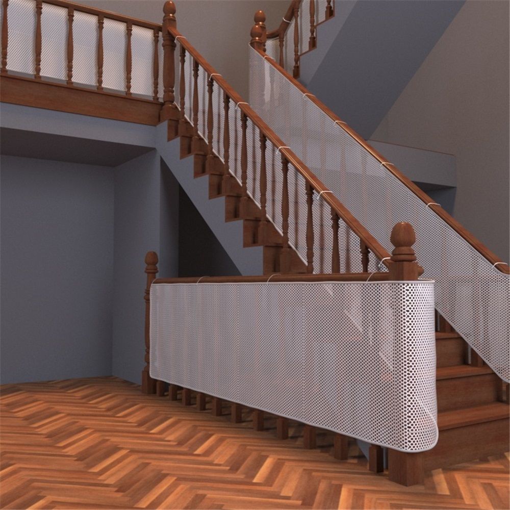 Gate for Stairs, Banister Guard for Kids, Pets, Toys, 2 Set 10 ft x 2.6 ft Mesh Netting Safety Net for Balcony Rail Stair, Stairway Net Safety Products for Indoor & Outdoor (White) - Image 4