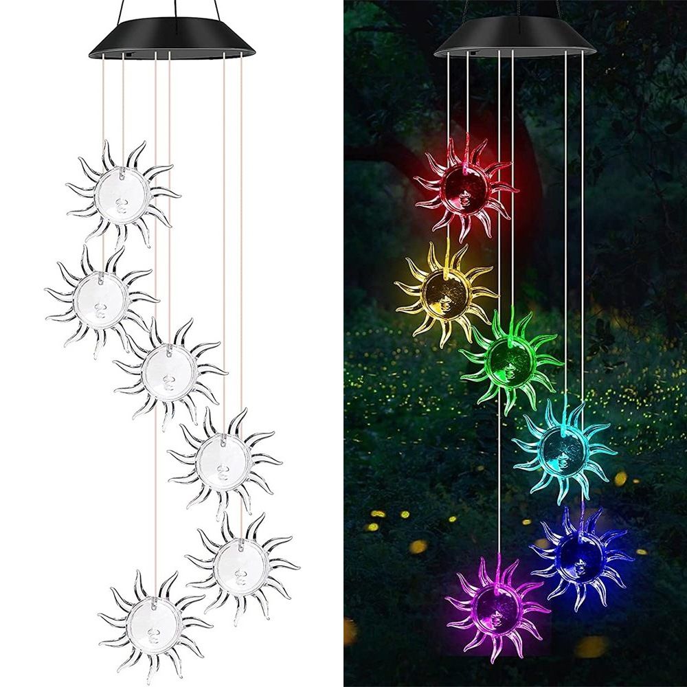 Sun Flower Solar Wind Chimes,gradening Gift  Birthday Day,Perfect for Patio Solar Light Yard Decor for Christmas - Image 1
