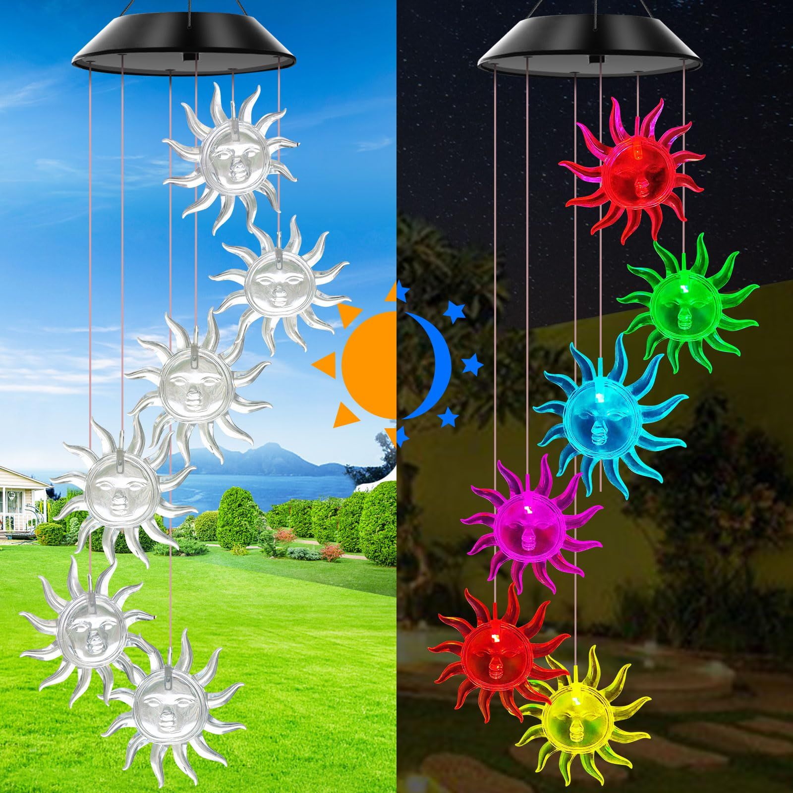 Sun Flower Solar Wind Chimes,gradening Gift  Birthday Day,Perfect for Patio Solar Light Yard Decor for Christmas - Image 4