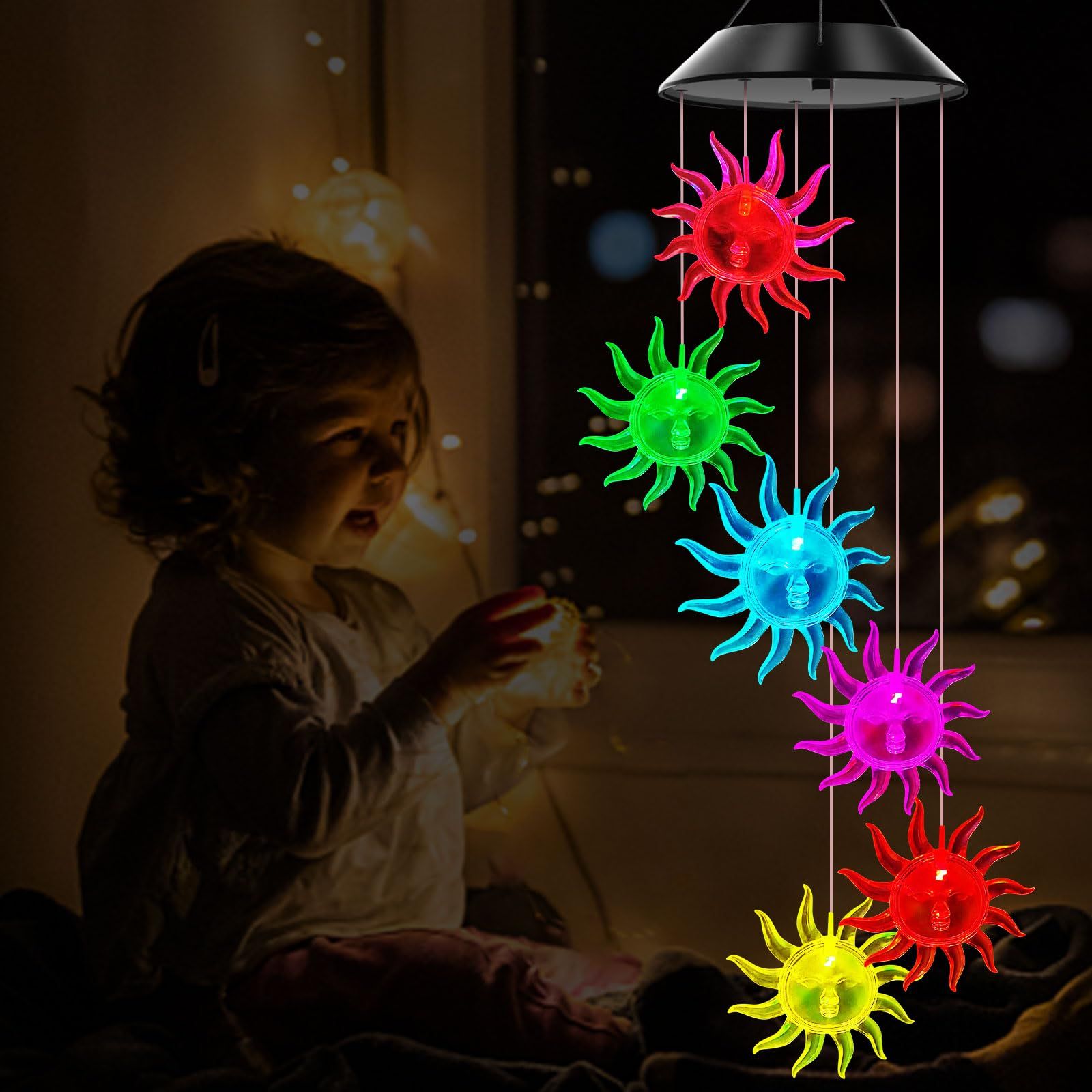 Sun Flower Solar Wind Chimes,gradening Gift  Birthday Day,Perfect for Patio Solar Light Yard Decor for Christmas - Image 5