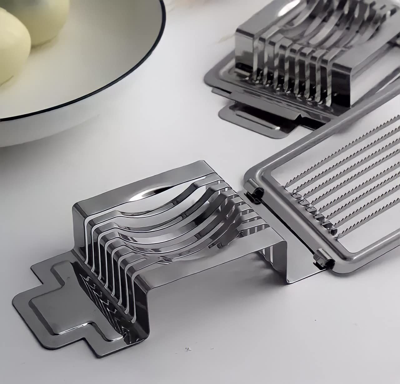 Multifunctional 403 Stainless Steel Egg Slicer for Hard Boiled Eggs Heavy Duty, Safe Egg Cutter, Kiwi Slicer, Banana Slicer - Image 2