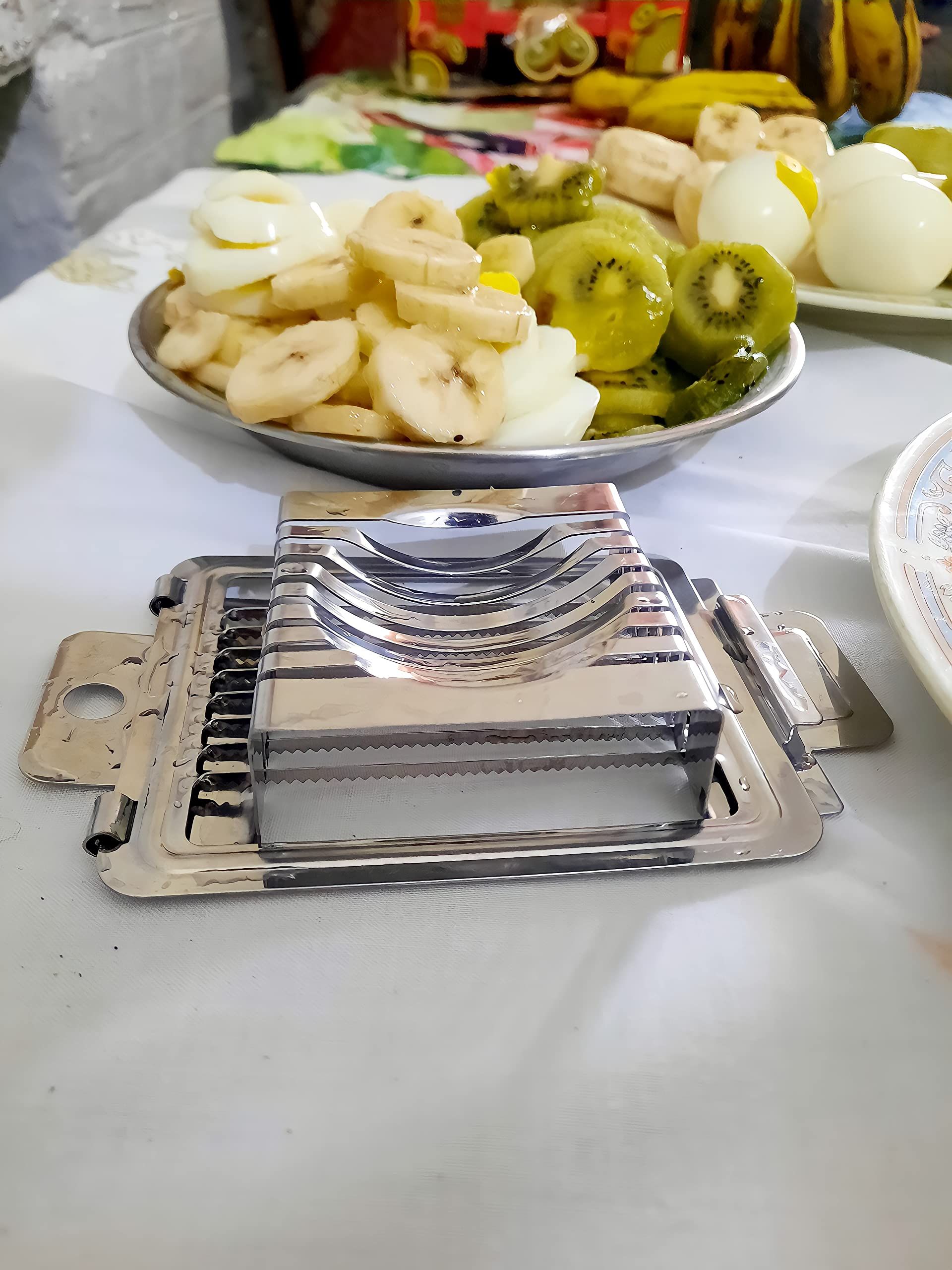 Multifunctional 403 Stainless Steel Egg Slicer for Hard Boiled Eggs Heavy Duty, Safe Egg Cutter, Kiwi Slicer, Banana Slicer - Image 3