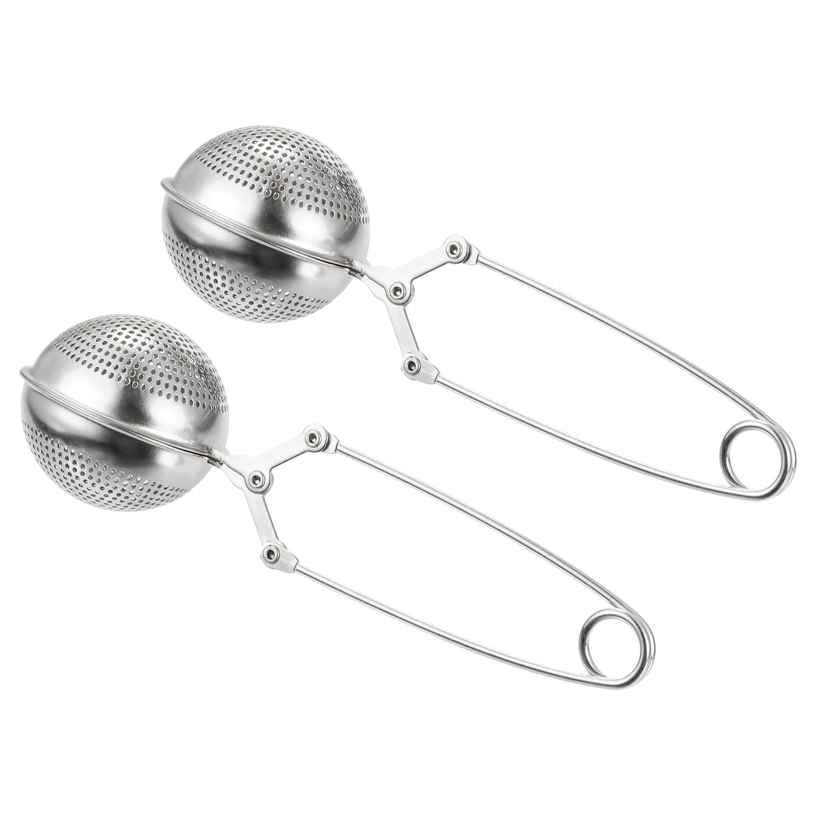 2 Pcs Snap Tea Ball Infuser with Handle, Loose Tea Steeper, Stainless Steel Tea Strainer for Brew Loose Leaf Tea, Silver - Image 1