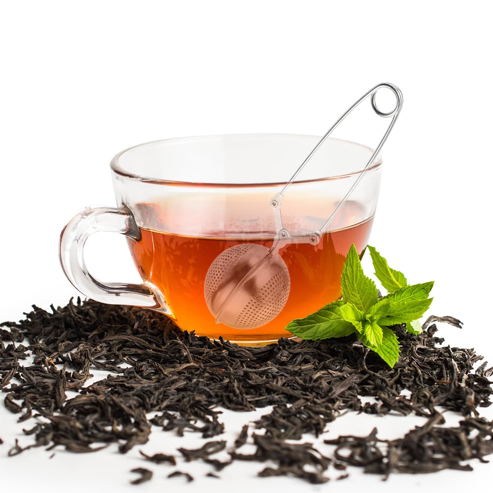2 Pcs Snap Tea Ball Infuser with Handle, Loose Tea Steeper, Stainless Steel Tea Strainer for Brew Loose Leaf Tea, Silver - Image 3