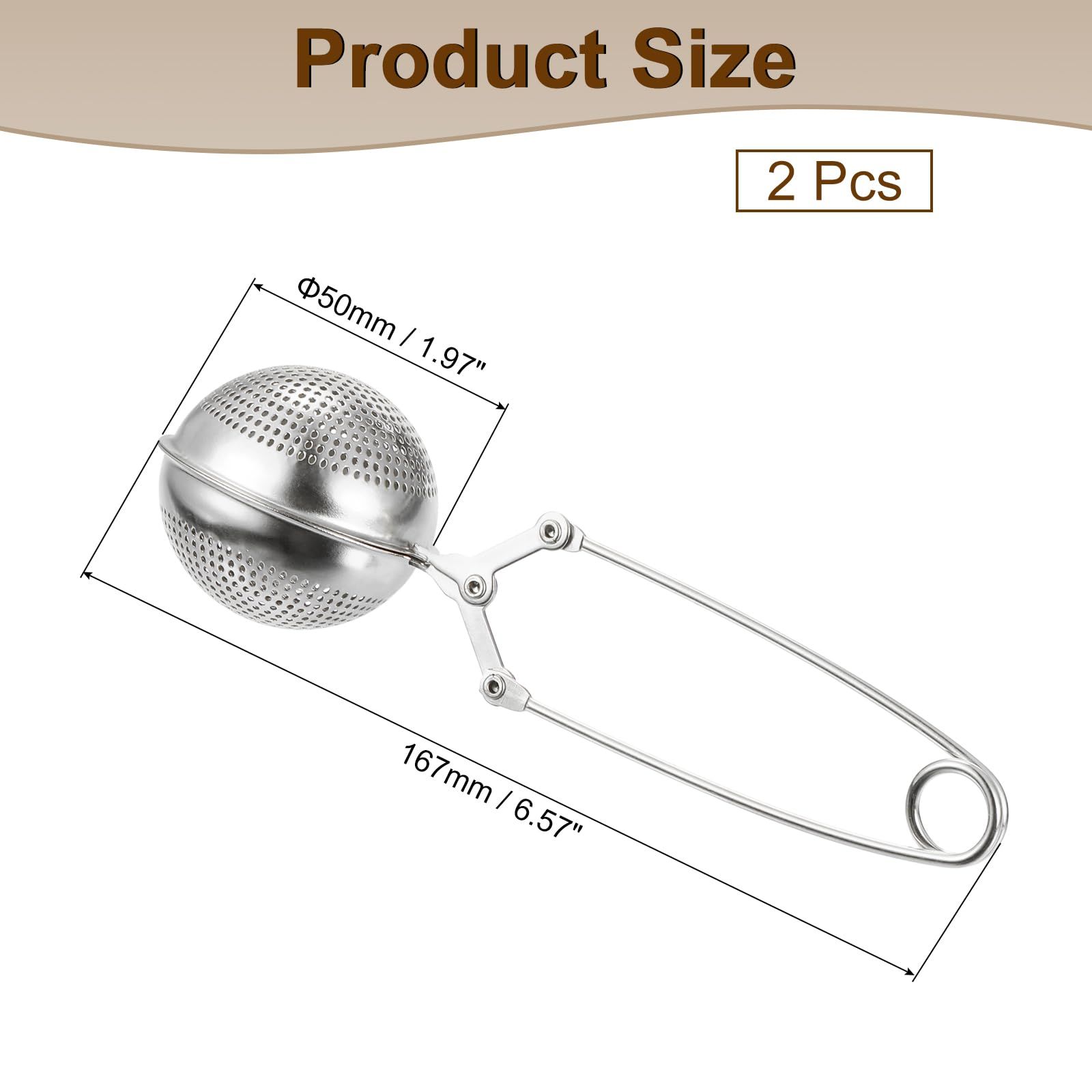 2 Pcs Snap Tea Ball Infuser with Handle, Loose Tea Steeper, Stainless Steel Tea Strainer for Brew Loose Leaf Tea, Silver - Image 5