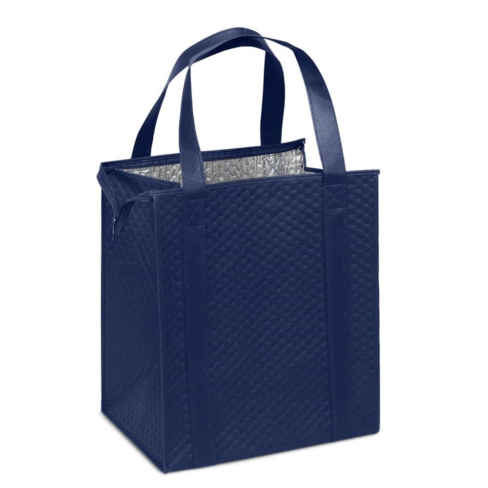 2pcs Large Capacity Heavy Duty Insulated Shopping Bag 6.9-liter folding insulation bag, refrigerated bag, non-woven food delivery insulation bag（black+blue） - Image 2