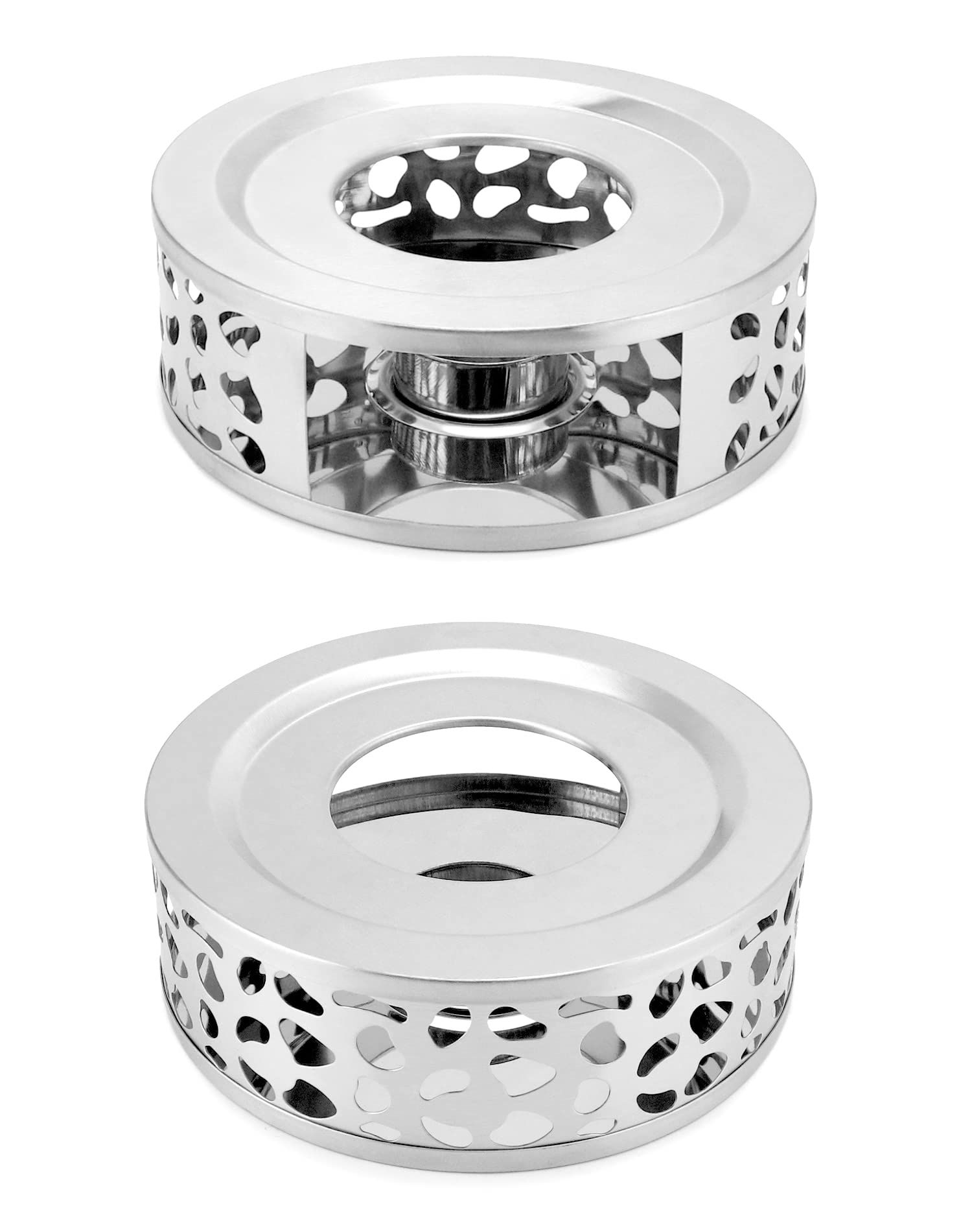 2pcs Stainless Steel Teapot Warmer, Tea Warmer for Teapot, Silver Color  hot tea stove, hot coffee stove, and tea warmer base - Image 1