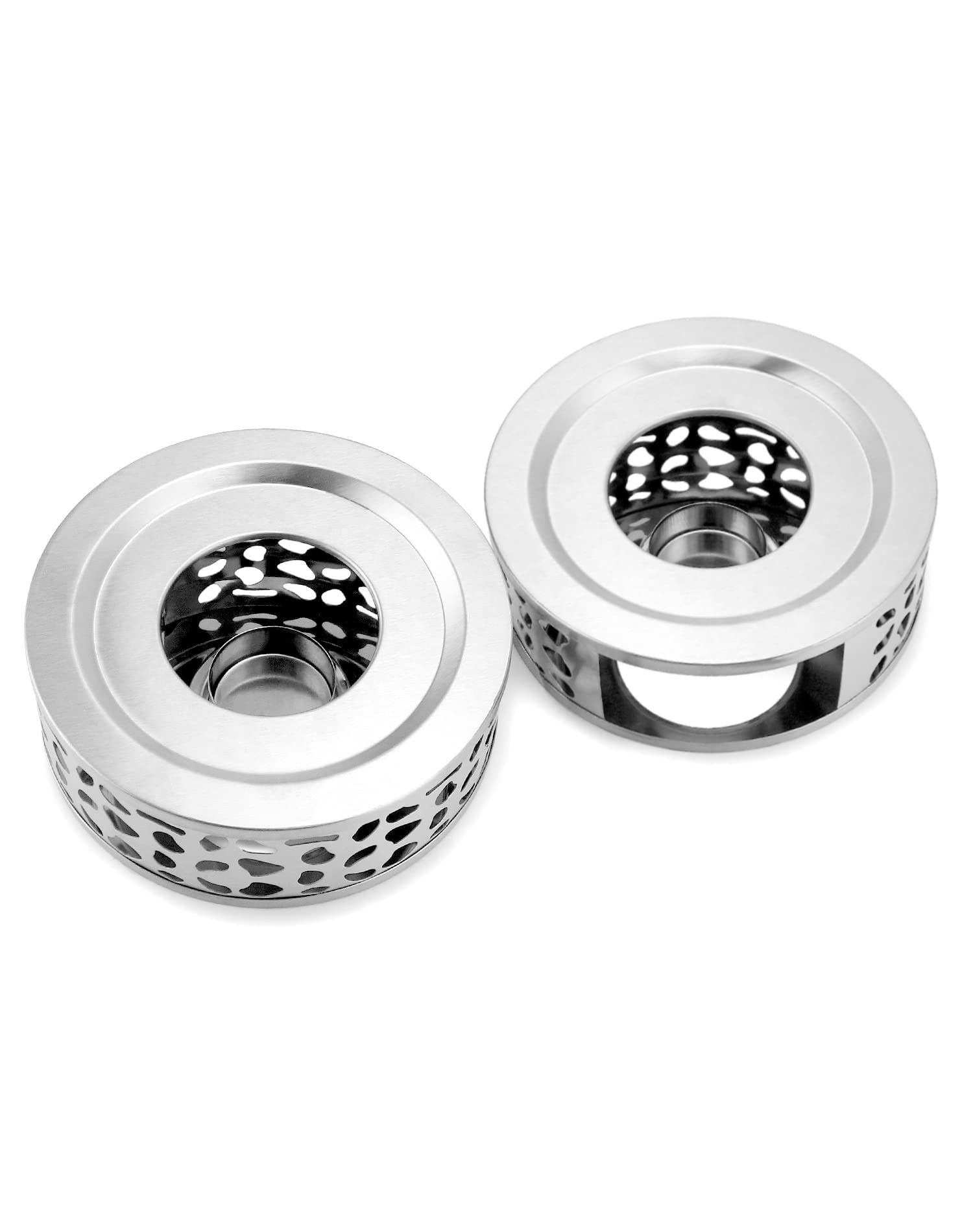 2pcs Stainless Steel Teapot Warmer, Tea Warmer for Teapot, Silver Color  hot tea stove, hot coffee stove, and tea warmer base - Image 3