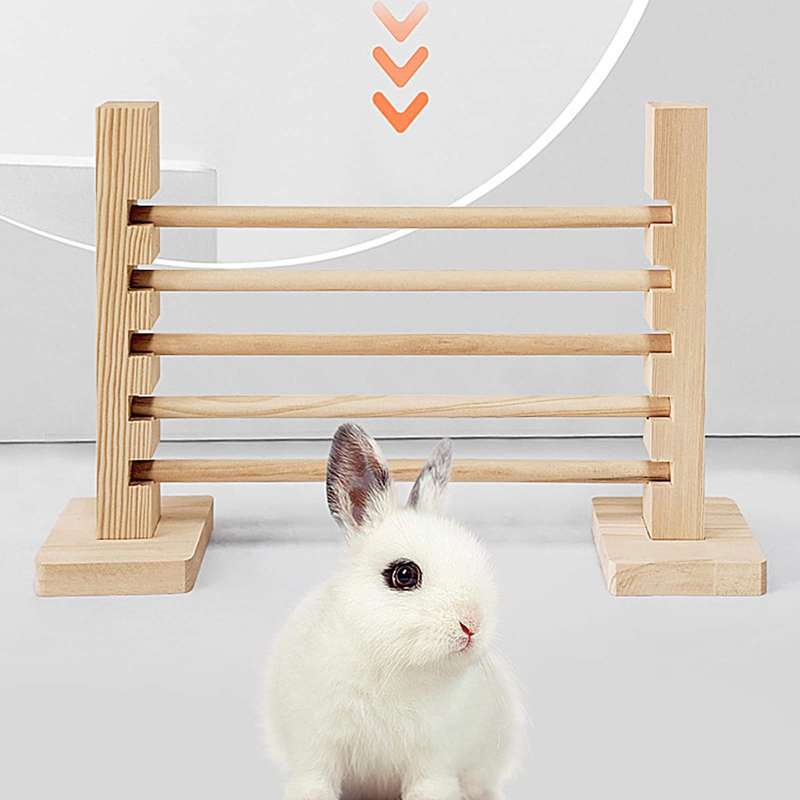 kathson Rabbit Jump Bar, Natural Wood Toy Set Adjustable Height Jump Hurdle Bar Rabbit Exercise Obstacle Training Games - Image 3