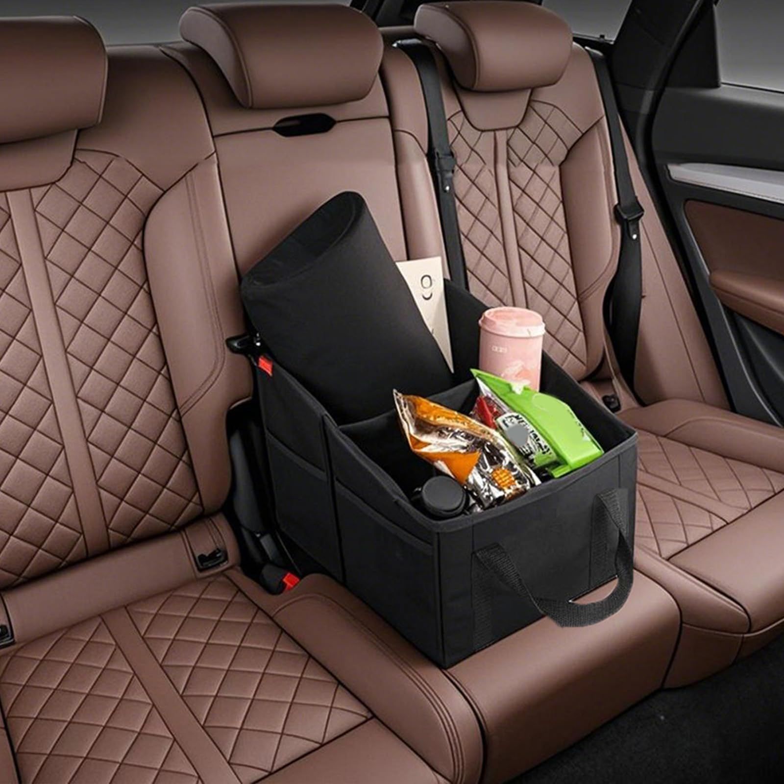 Car Seat Organizer - Passenger Seat Organizer, Collapsible Small Car Seat Storage Organizer for Console Front/Back, Automotive Backseat Organizer - Image 3