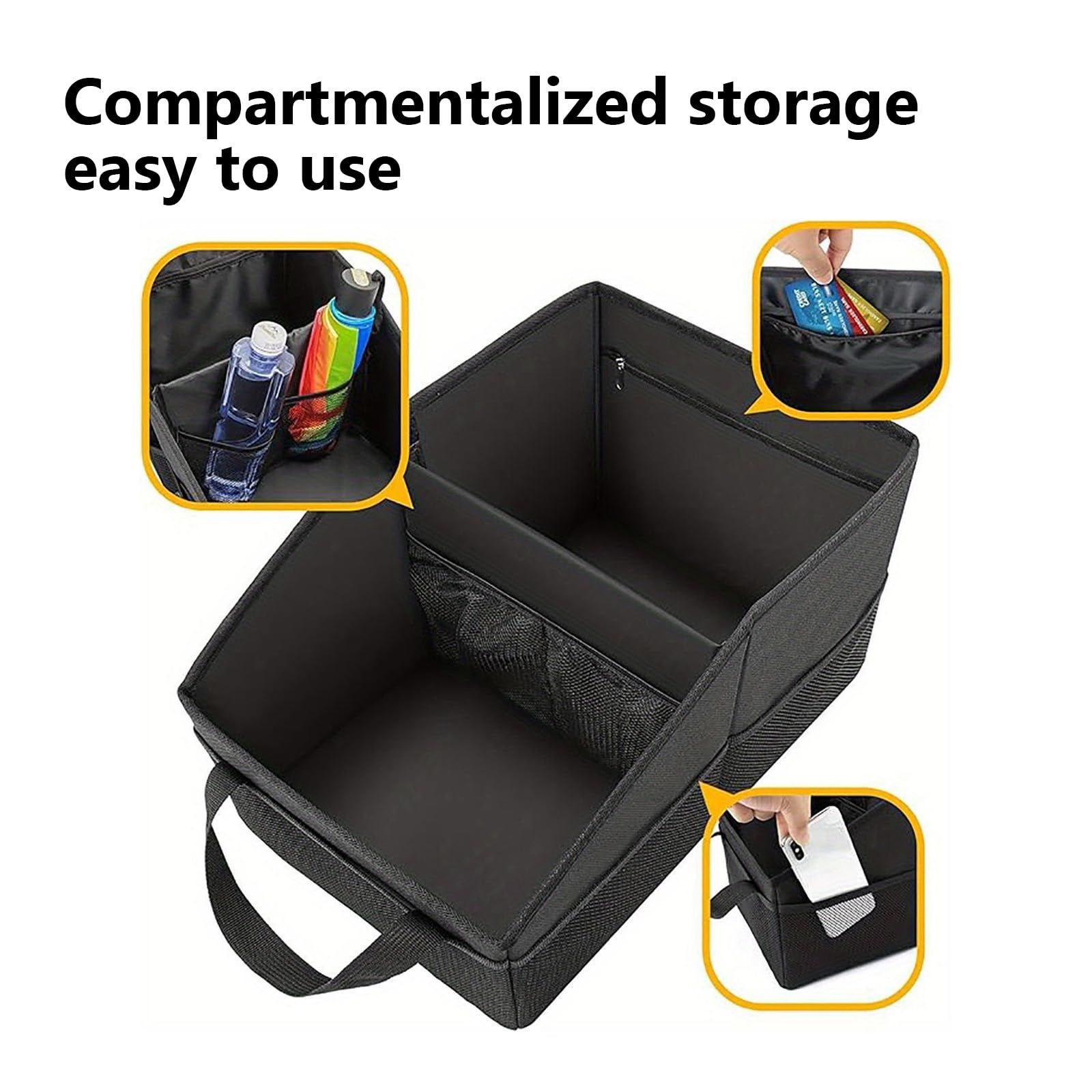 Car Seat Organizer - Passenger Seat Organizer, Collapsible Small Car Seat Storage Organizer for Console Front/Back, Automotive Backseat Organizer - Image 4