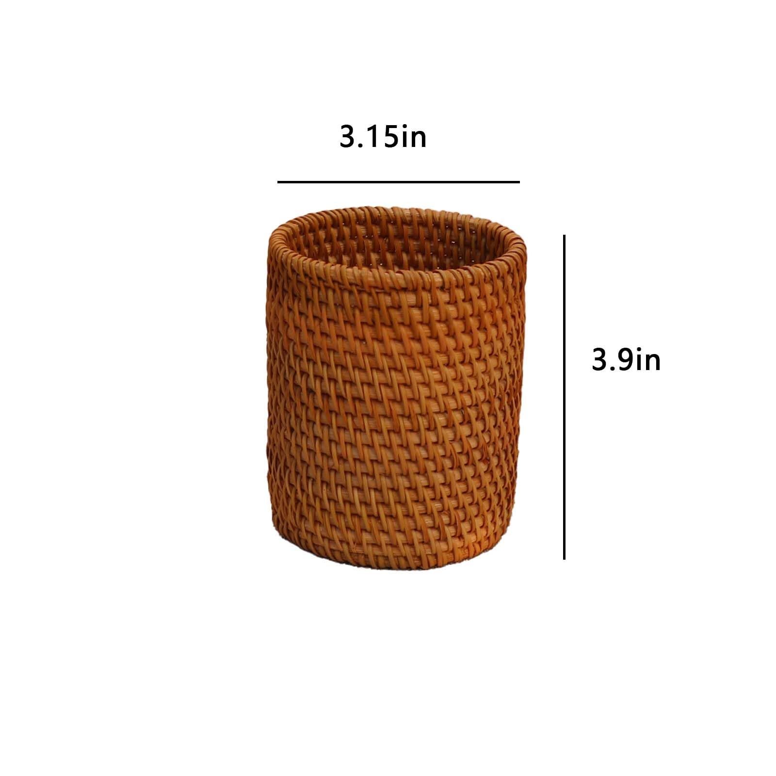 Handmade Rattan Pencil Holder, Cone Makeup Brush Holder, Table Décor Organizer Cups for Stationery, Cosmetic Brushes, Flower Vase, Brown, (8*10CM) - Image 5