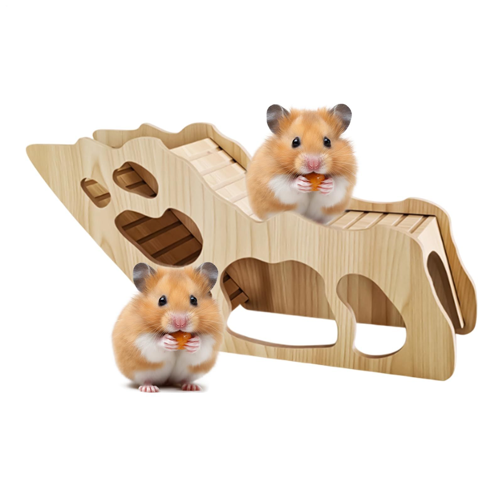 Hamster Climbing Toys – Wood  | Wooden Ladder House | Hamster Bridge Cage Accessories | for Small Animals, Squirrels, Mice, Gerbils,  Dwarf Pets（Round stick tunnel） - Image 1