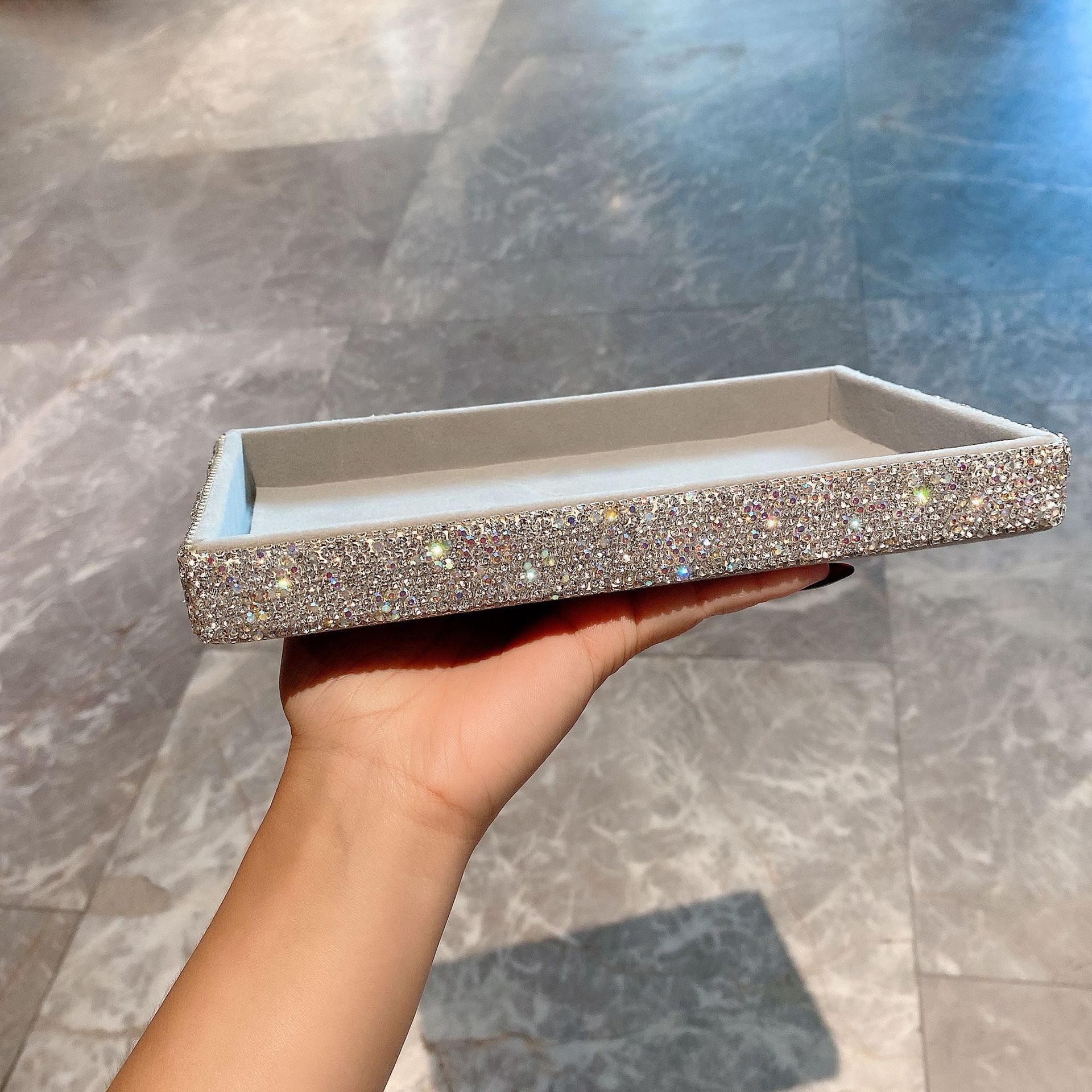 Decorative Tray Holder – Makeup Cosmetic Jewelry Ring Key Display Dish Plate Storage Organizer Crystal Rhinestone Glitter Vanity Bathroom Bedroom Home Decor - Image 2